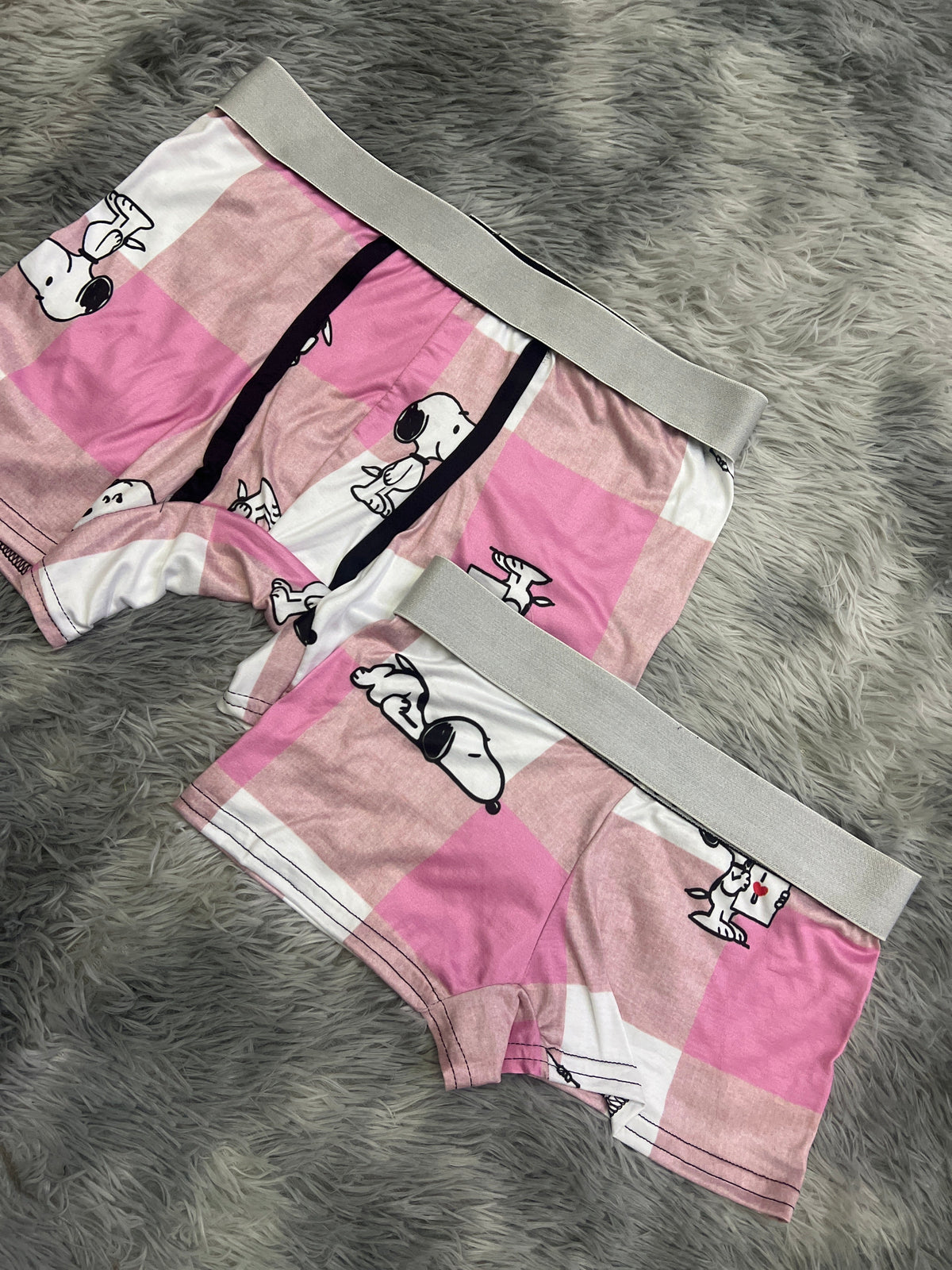 Snoopy A Cuadros Rosa Duo Unitalla Con Boxer.