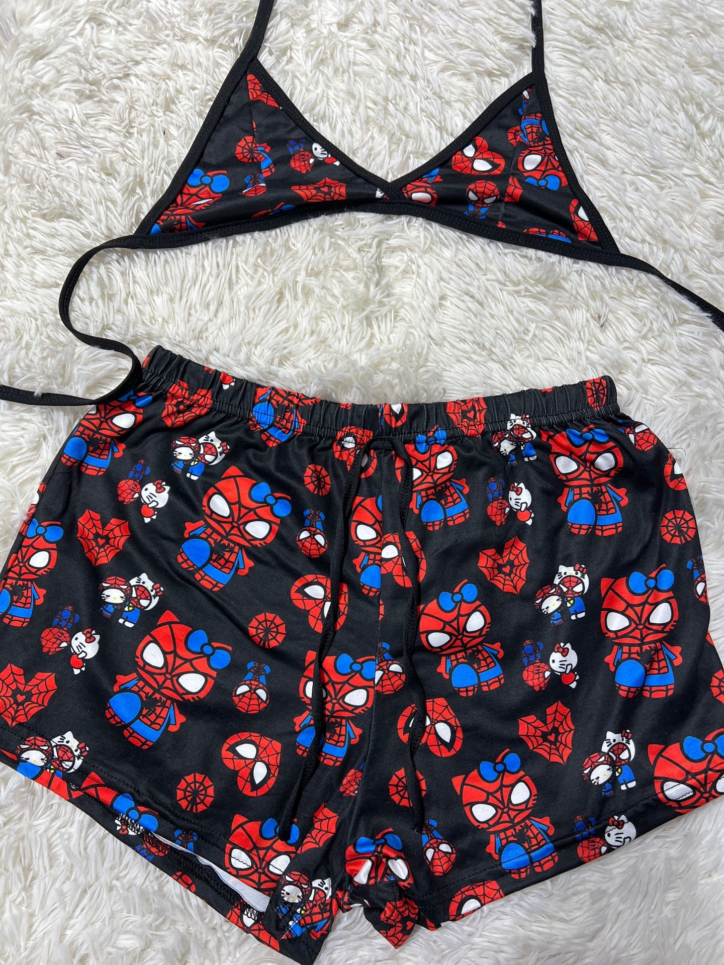 Spiderkitty negro top con short unitalla de brush