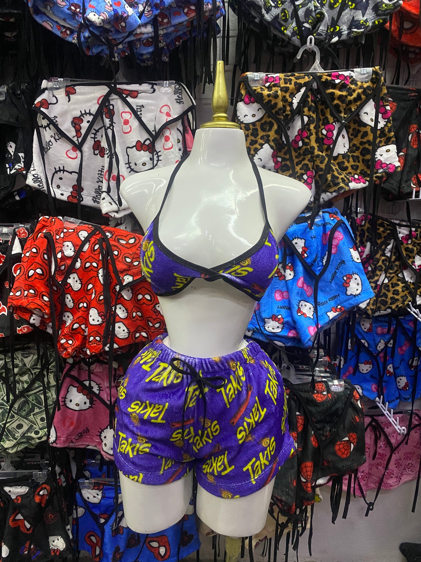 Takis Pijama de dama short con top individual de dama afelpado
