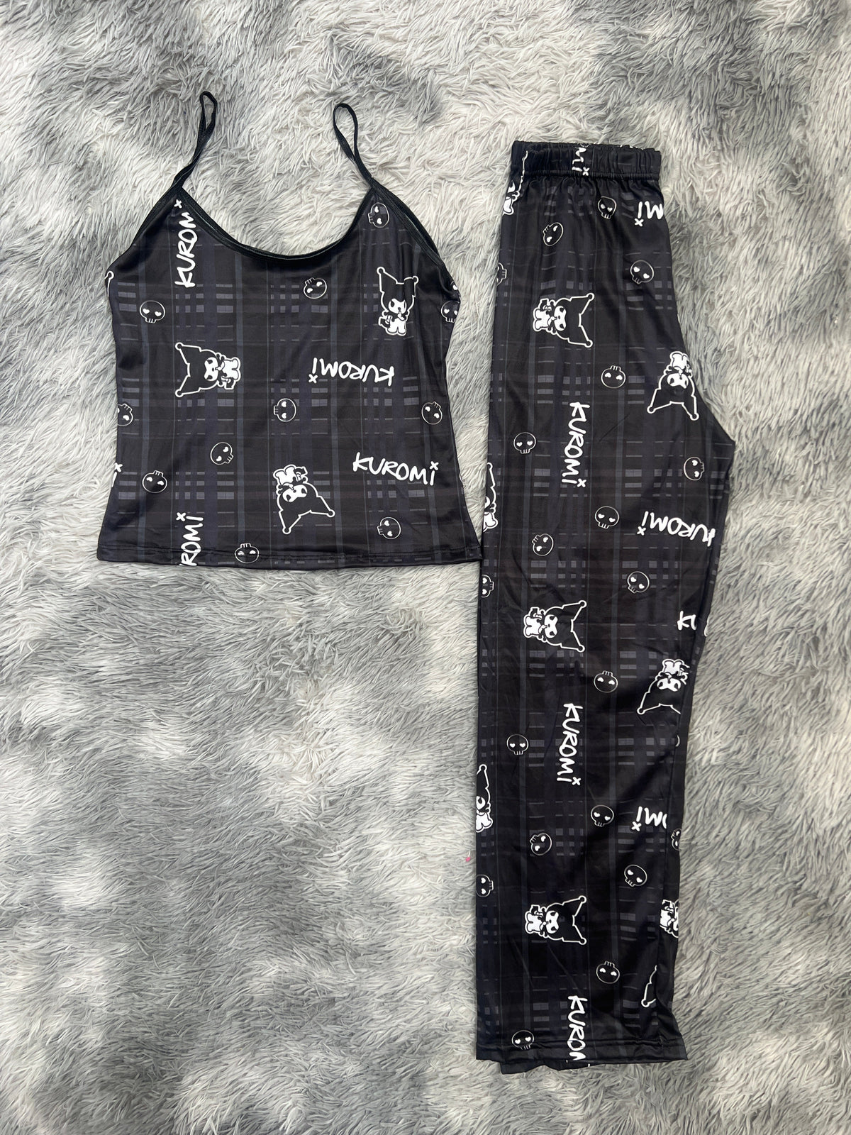Kuromi Cuadros Blusa Con Pantalón Pijama De Dama