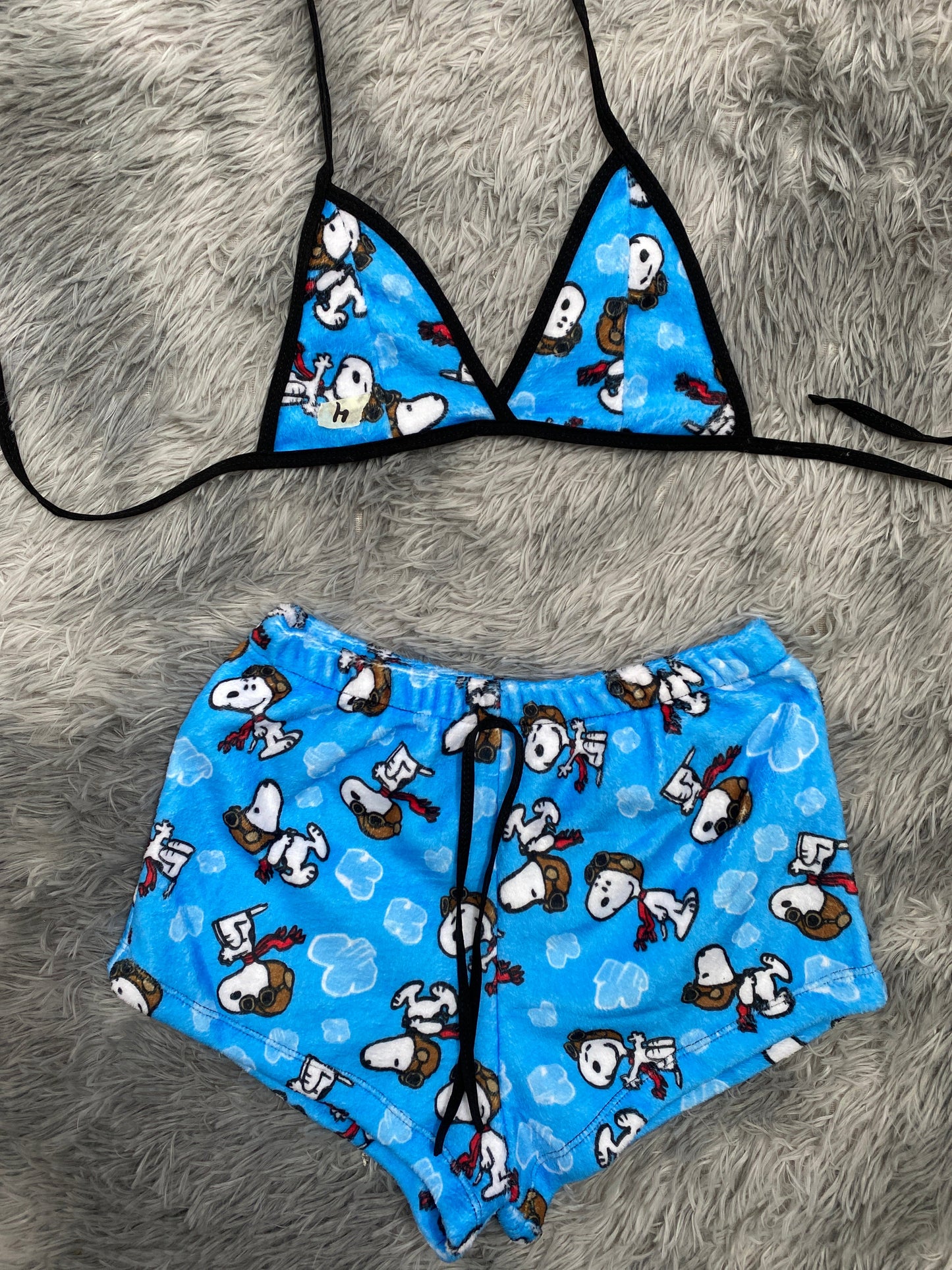 Snoopy piloto azul top con short afelpado
