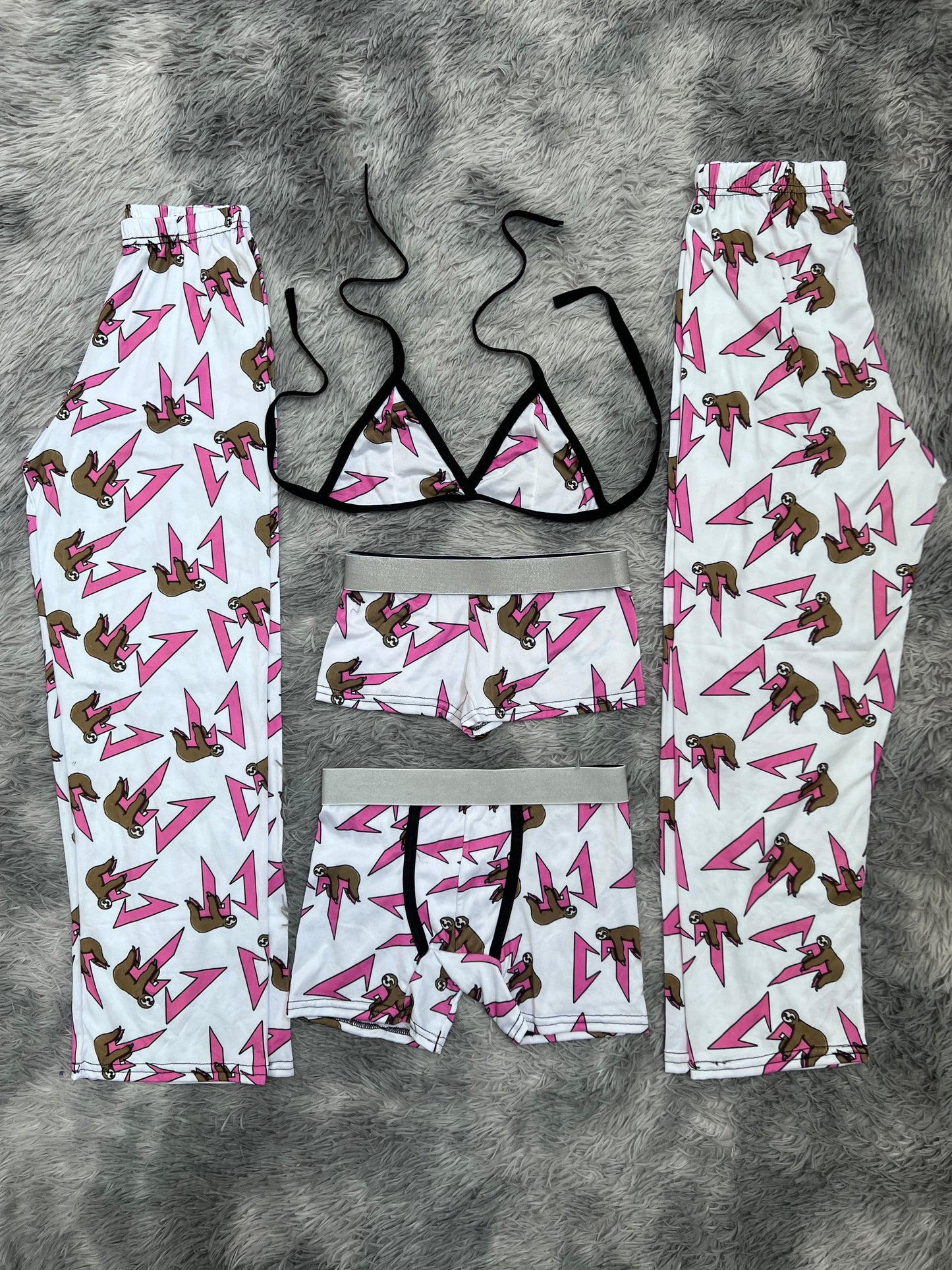 CT rosa y blanco pijama 5 piezas