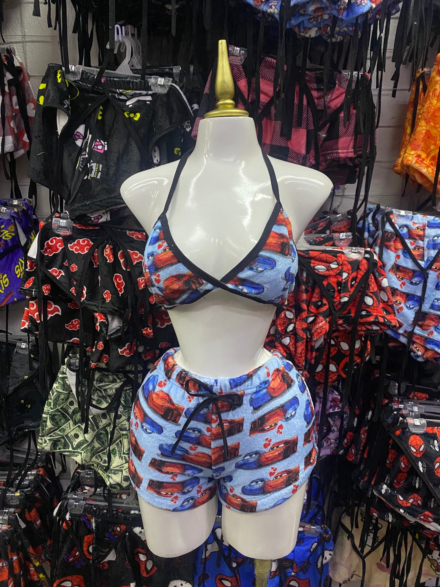 Cars y saly azul Pijama de dama short con top individual de dama afelpado