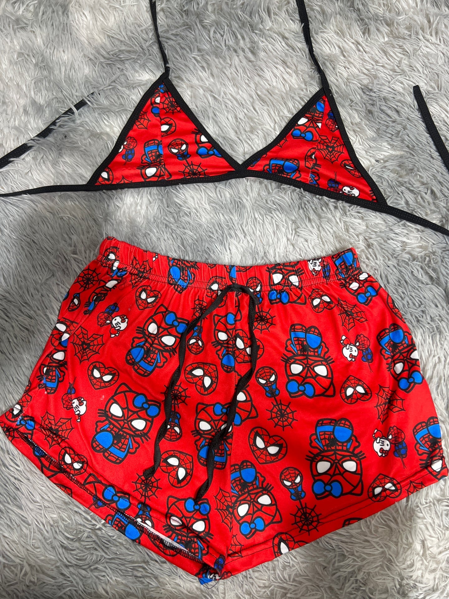 spider kitty rojo Top con short unitalla de brush