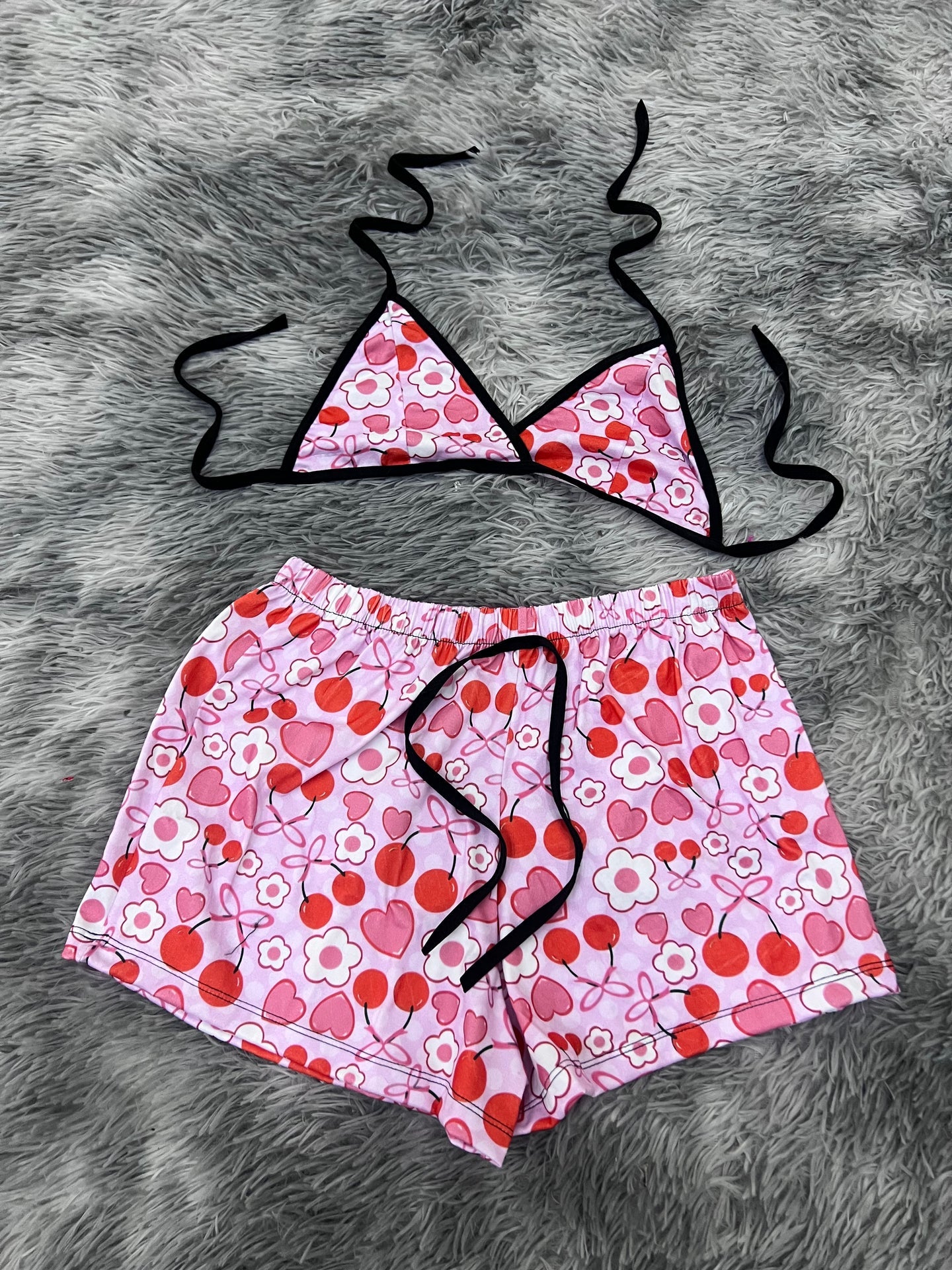 corazones y flores Top con short unitalla de brush