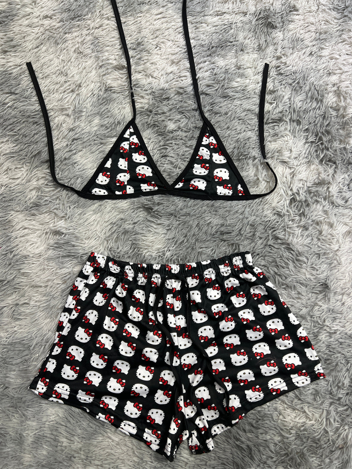 Hello Kitty Negro Top Con Short Unitalla De Brush