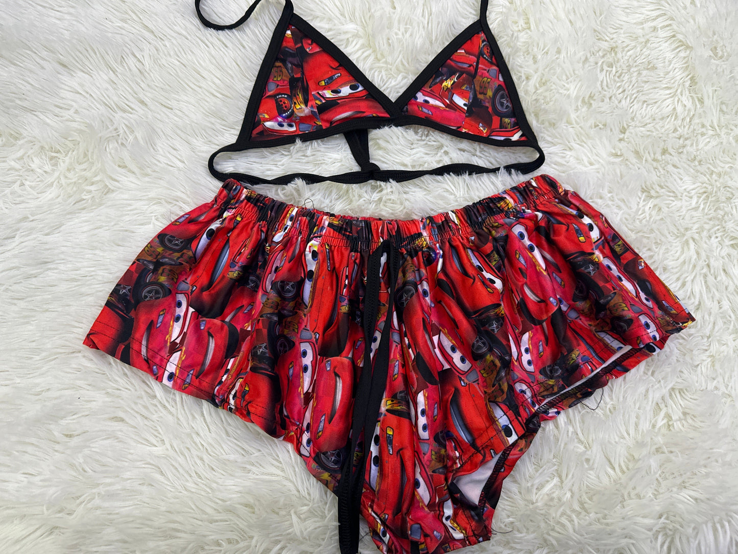 McQueen Print Shorts Rojo duo short con top