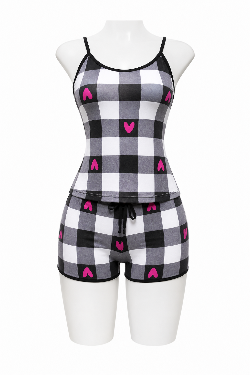 cuadros de corazon blusa con short