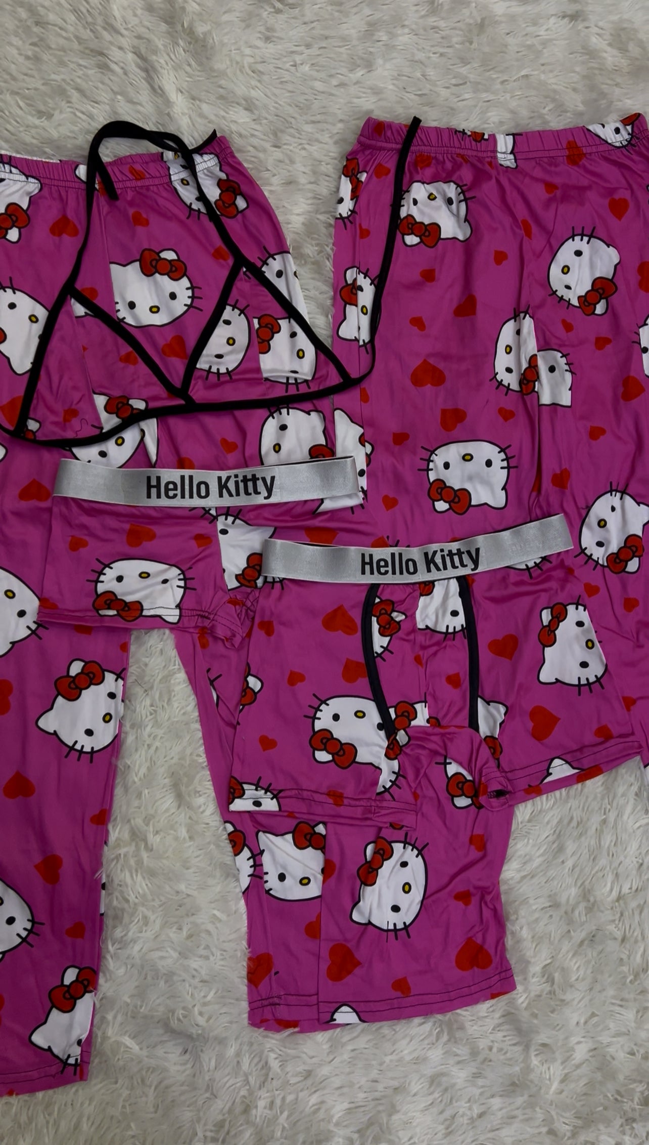 Hello Kitty Corazón Rosa Duo De Pijama De 5 Piezas