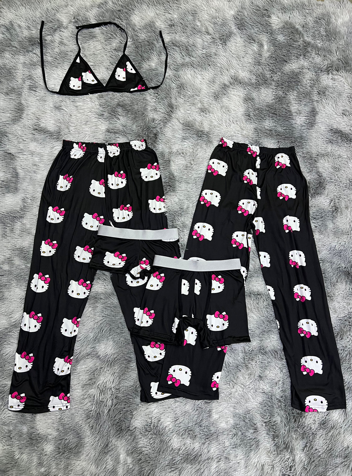 Hello Kitty Negro Pijama De 5 Piezas