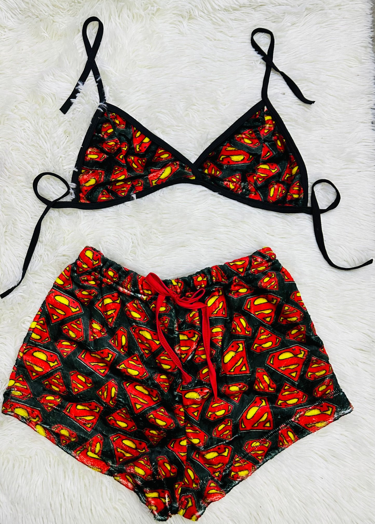 Pijama Superman Diseño Dos Piezas Tejido Algodón Casa Azul Marino short con top