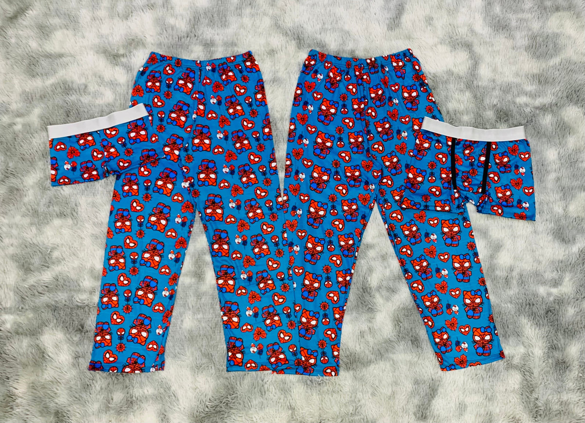 Spiderkitty Azul Couples Pijama De 5 Piezas