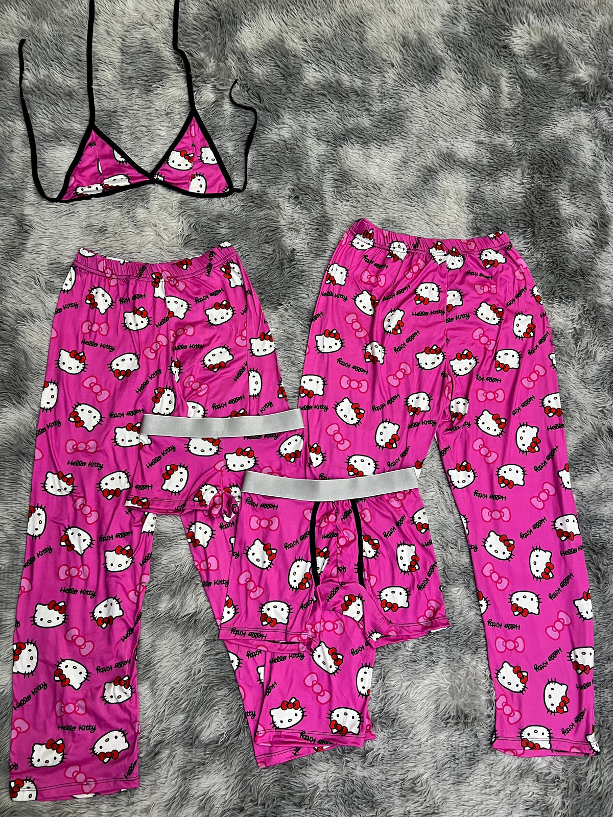 Hello Kitty Rosa Bow Sleepwear Pijama De 5 Piezas