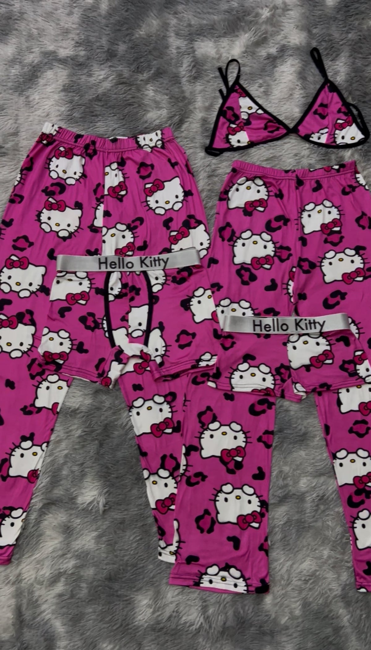 Hello Kitty Rosa Cheetah Pijama De 5 Piezas