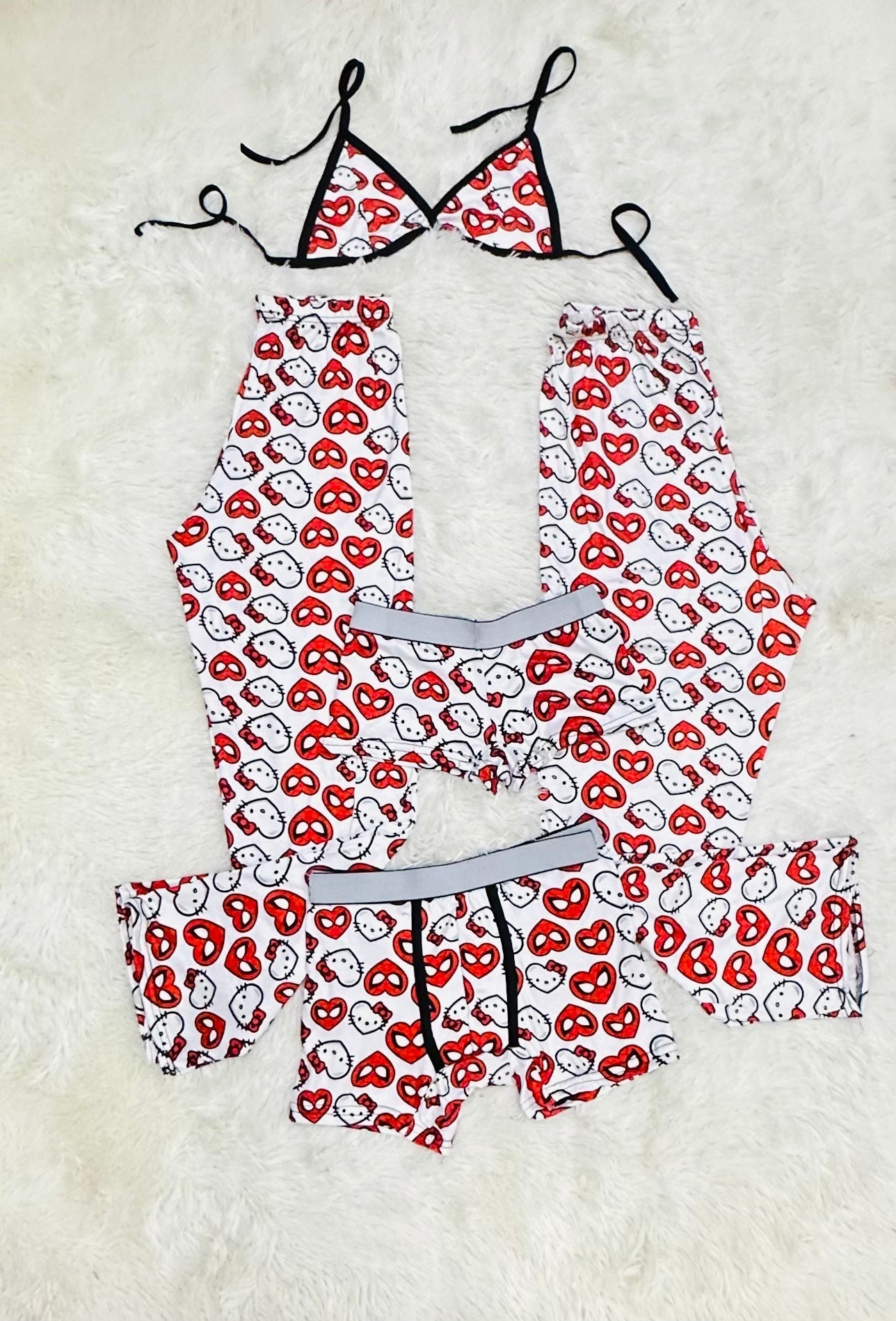 Spiderkitty white Print 5 piece pajama set Cozy