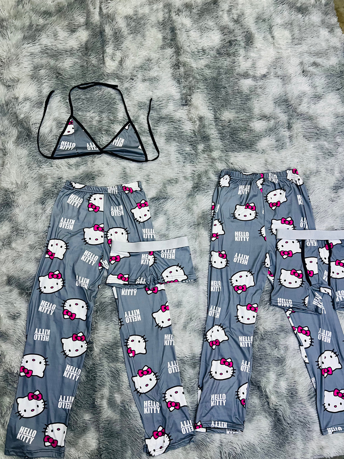 Gris Hello Kitty Cozy Pijama De 5 Piezas