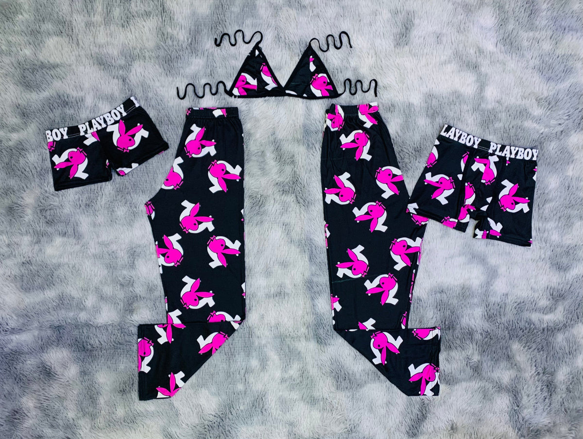 Rosa Playboy Nightwear Pijama De 5 Piezas
