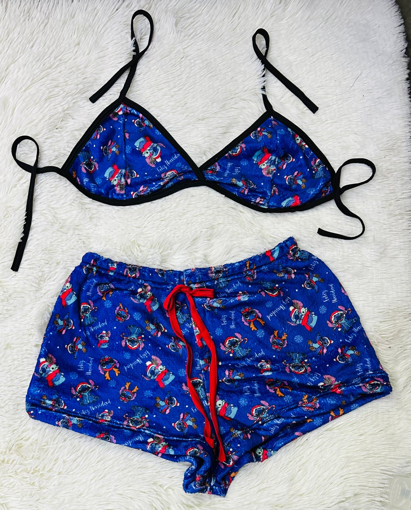 Tie Front Short Pajama Gris short con top