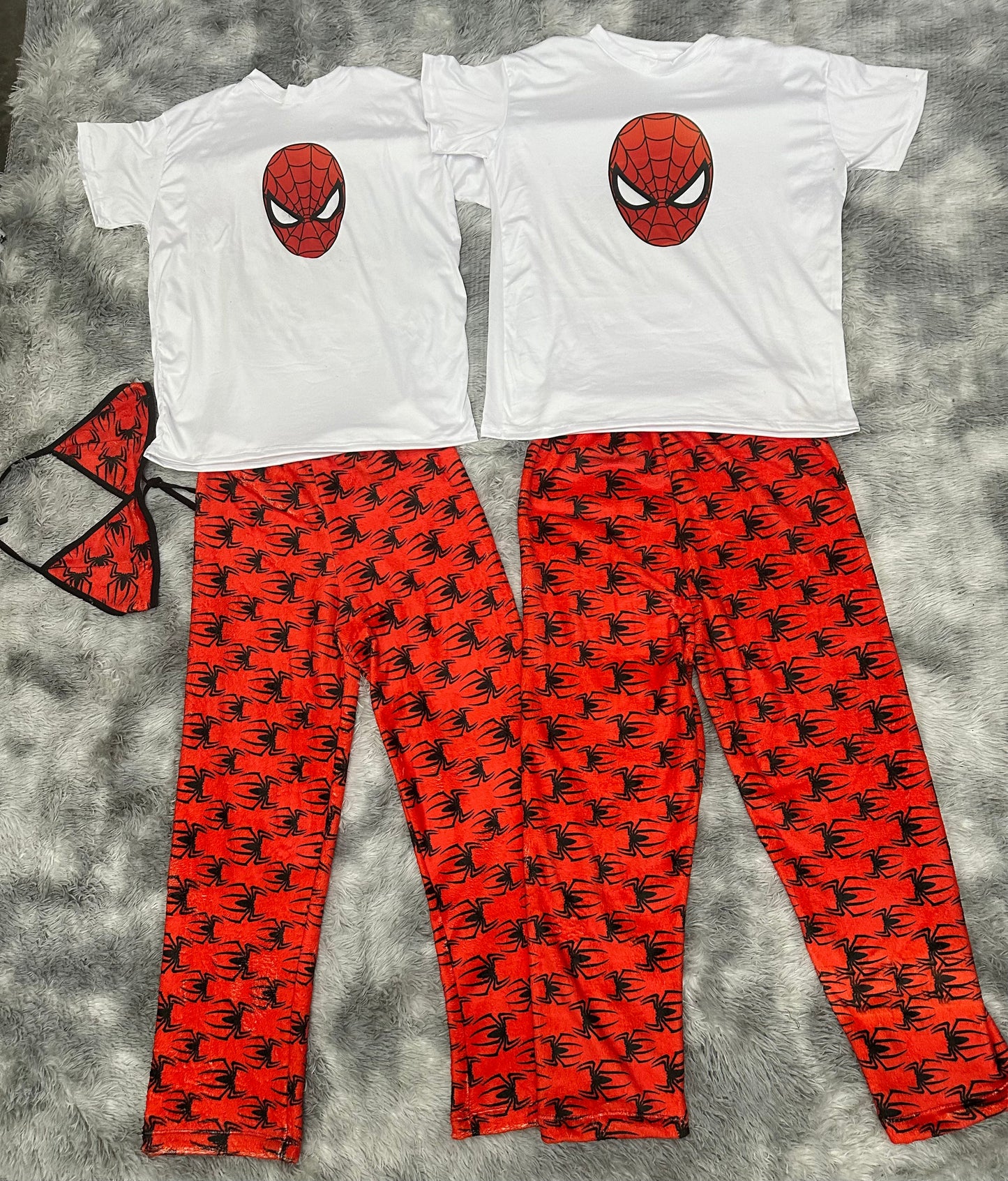 Arañas Gris duo de pijama afelpada con playera