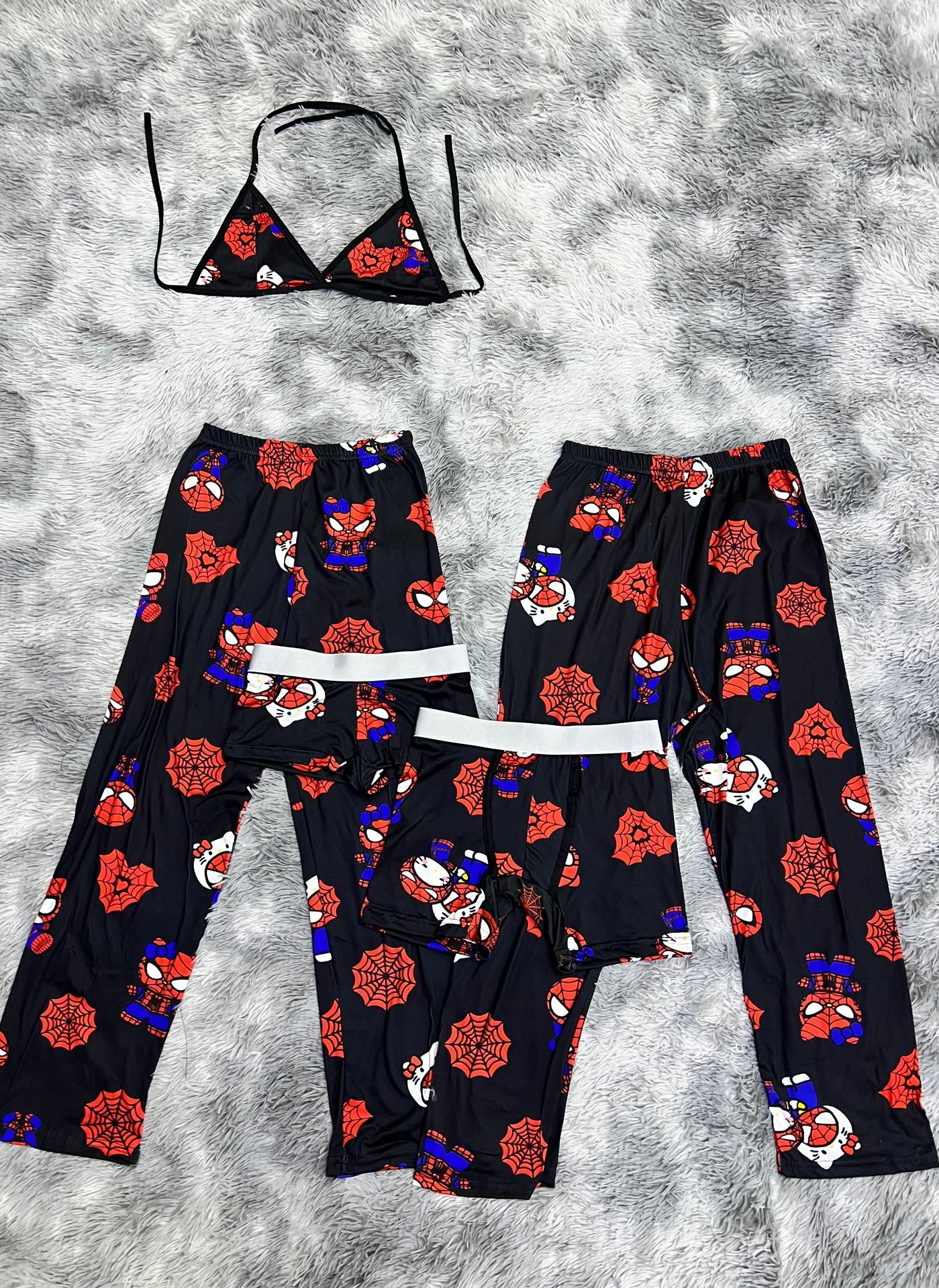 Spiderkitty black Print 5 piece pajama set 🧸🧸