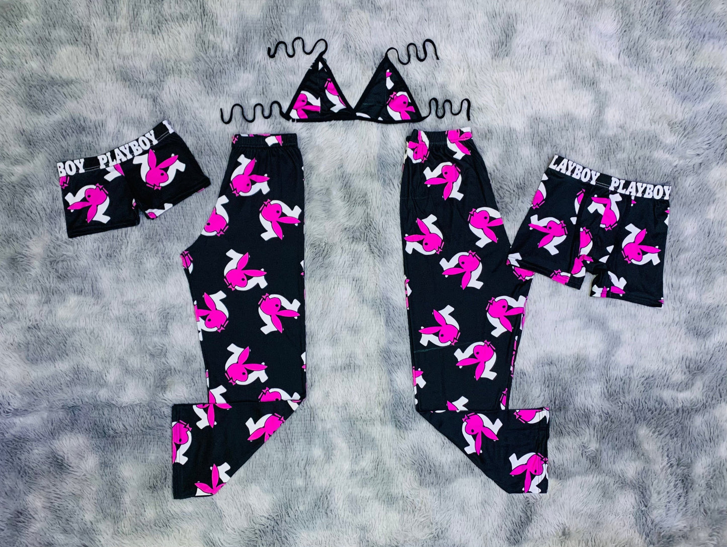 Pink playboy 5 piece pajama set Nightwear 💕