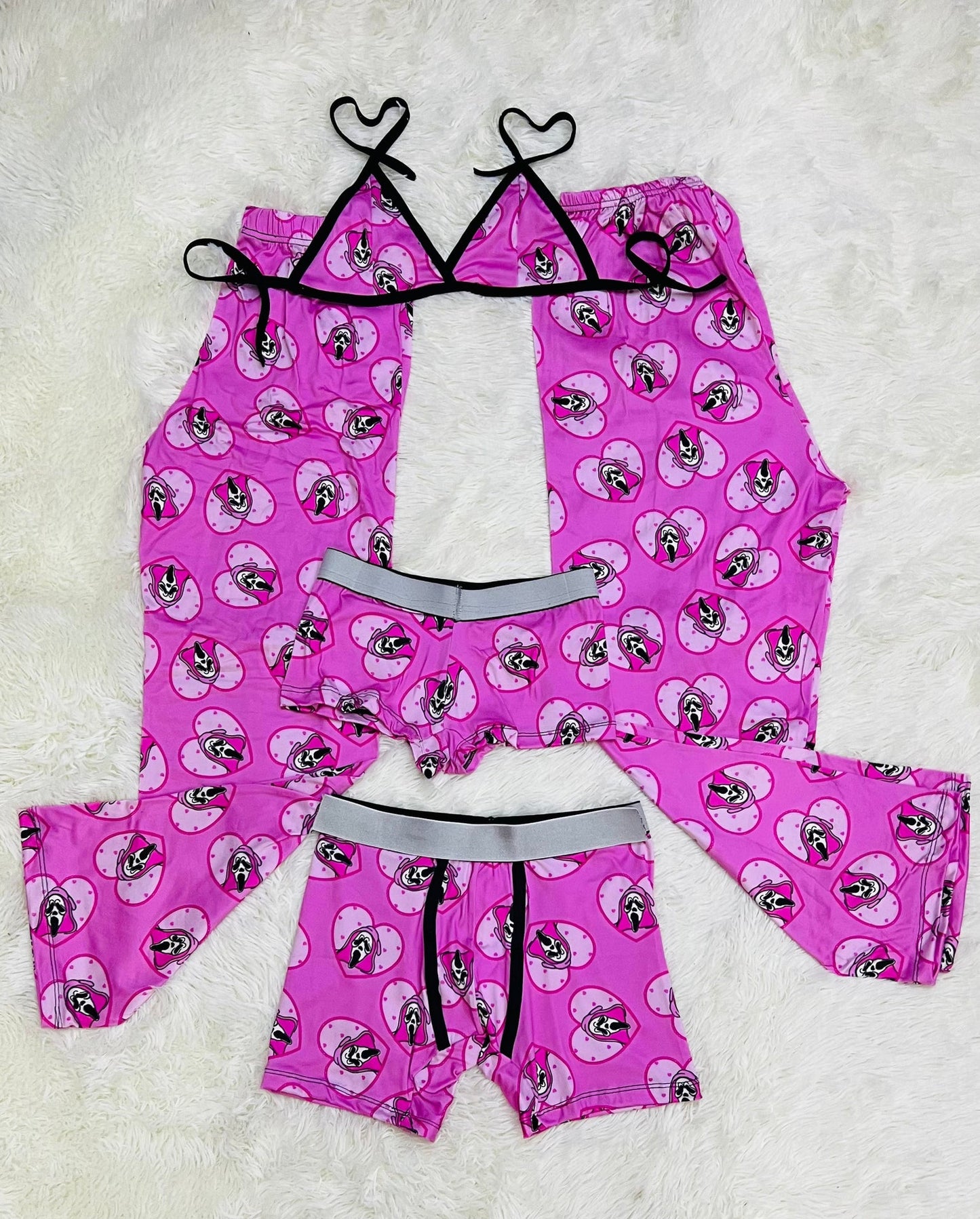 Pink Ghostface Print 5 piece pajama set 😈