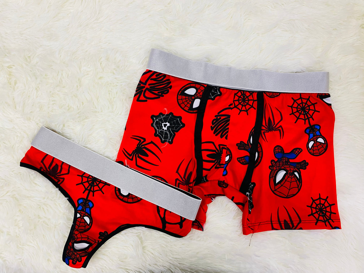 red spiderman out couples matching underwear - Fundies