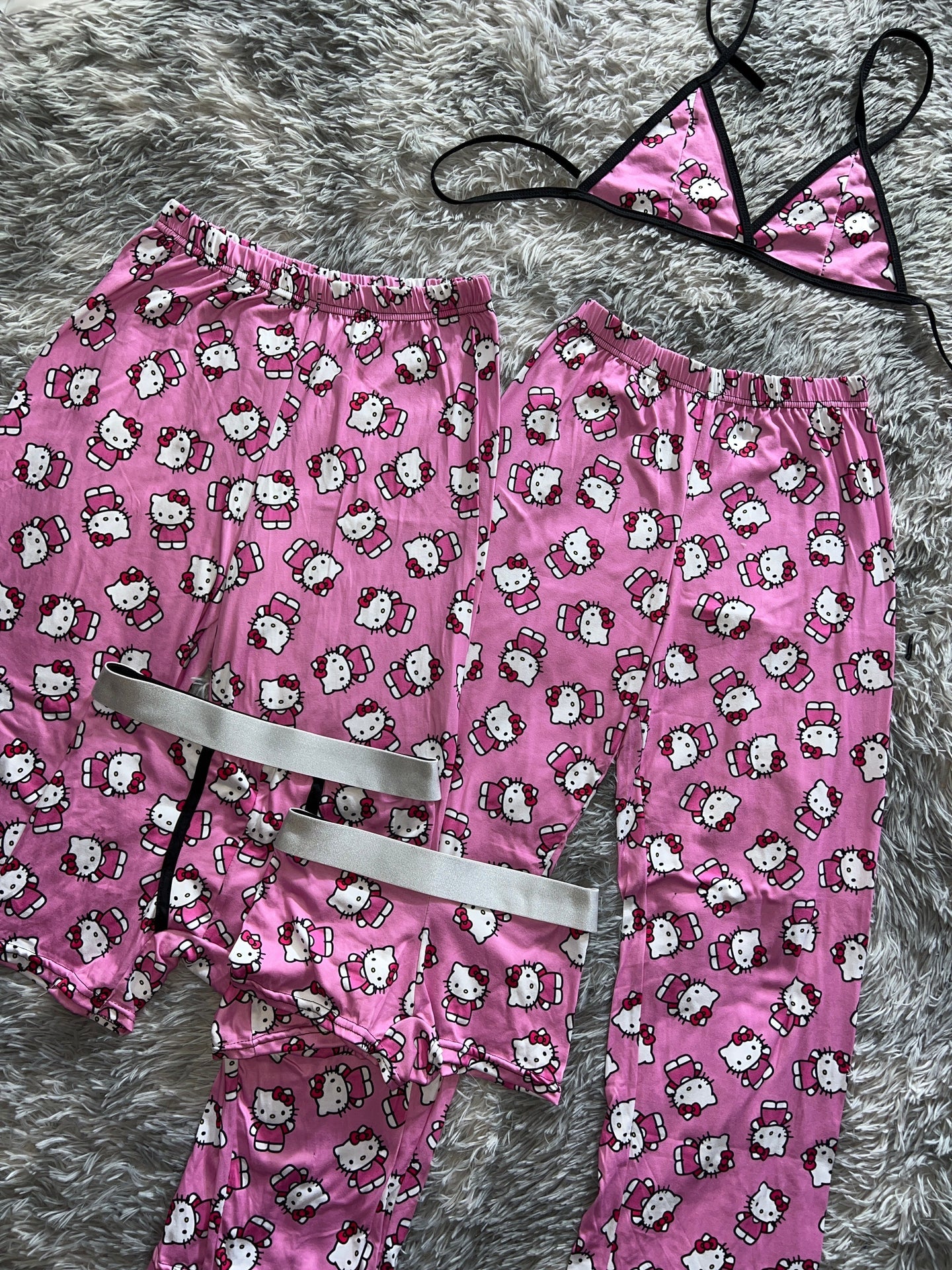 Hello kitty saludando rosa pijama 5 piezas