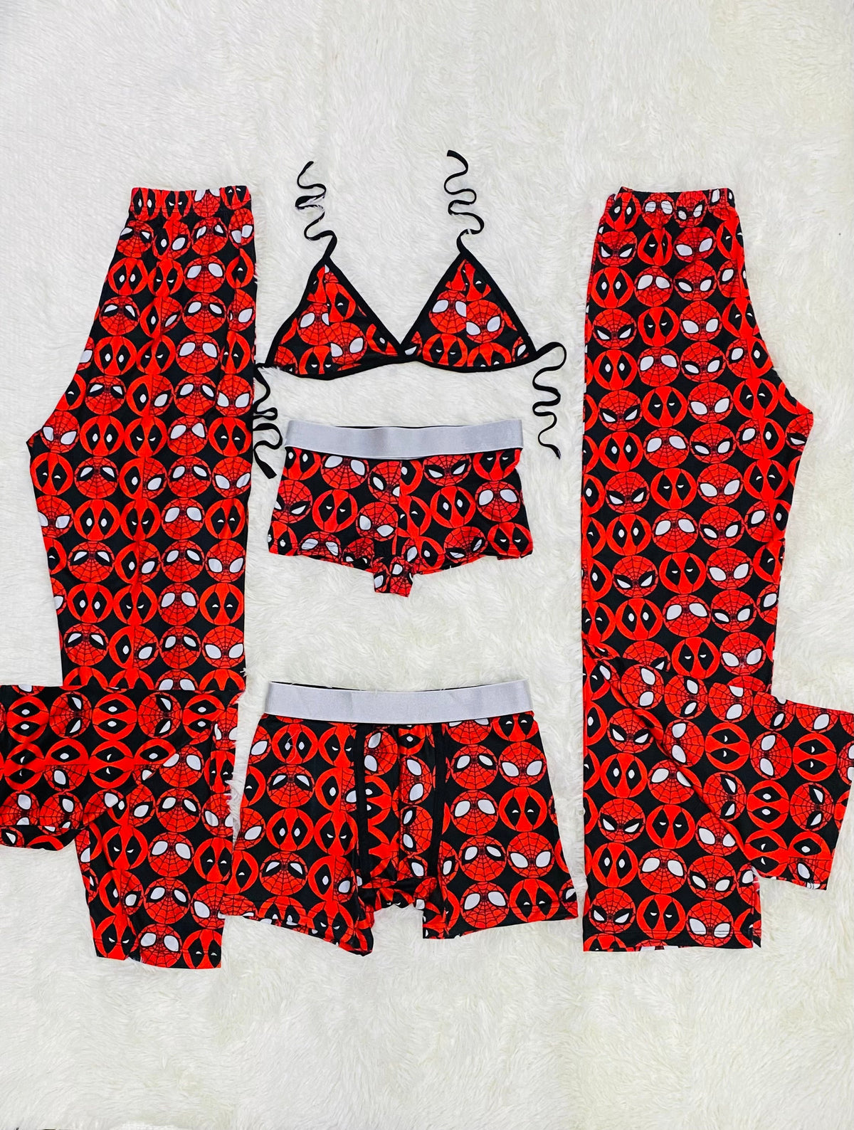 Deadpool Spiderman Rojo Pijama De 5 Piezas