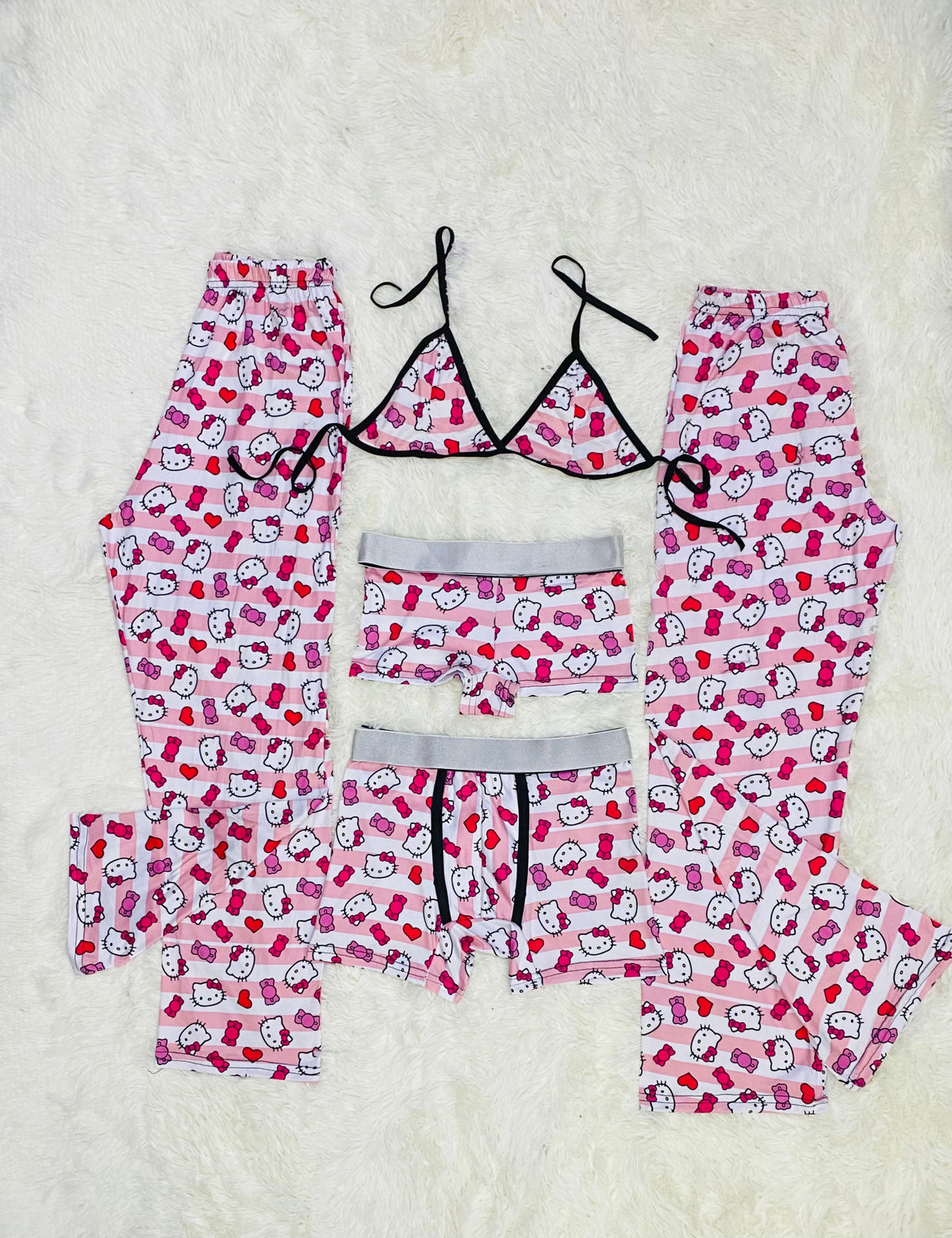 Hello Kitty Rayas Pijama De 5 Piezas
