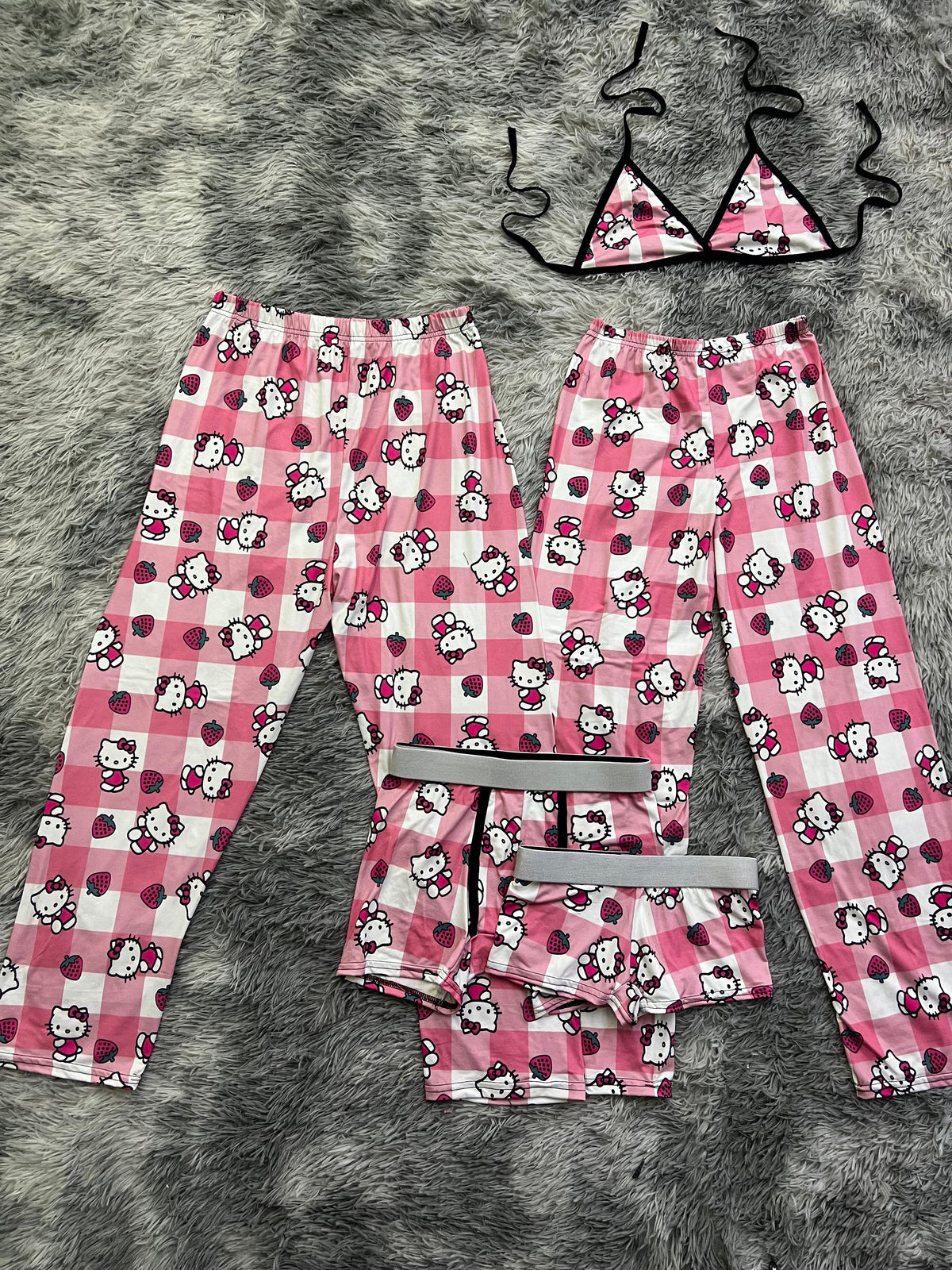 Hello Kitty Rosa Picnic Pijama De 5 Piezas