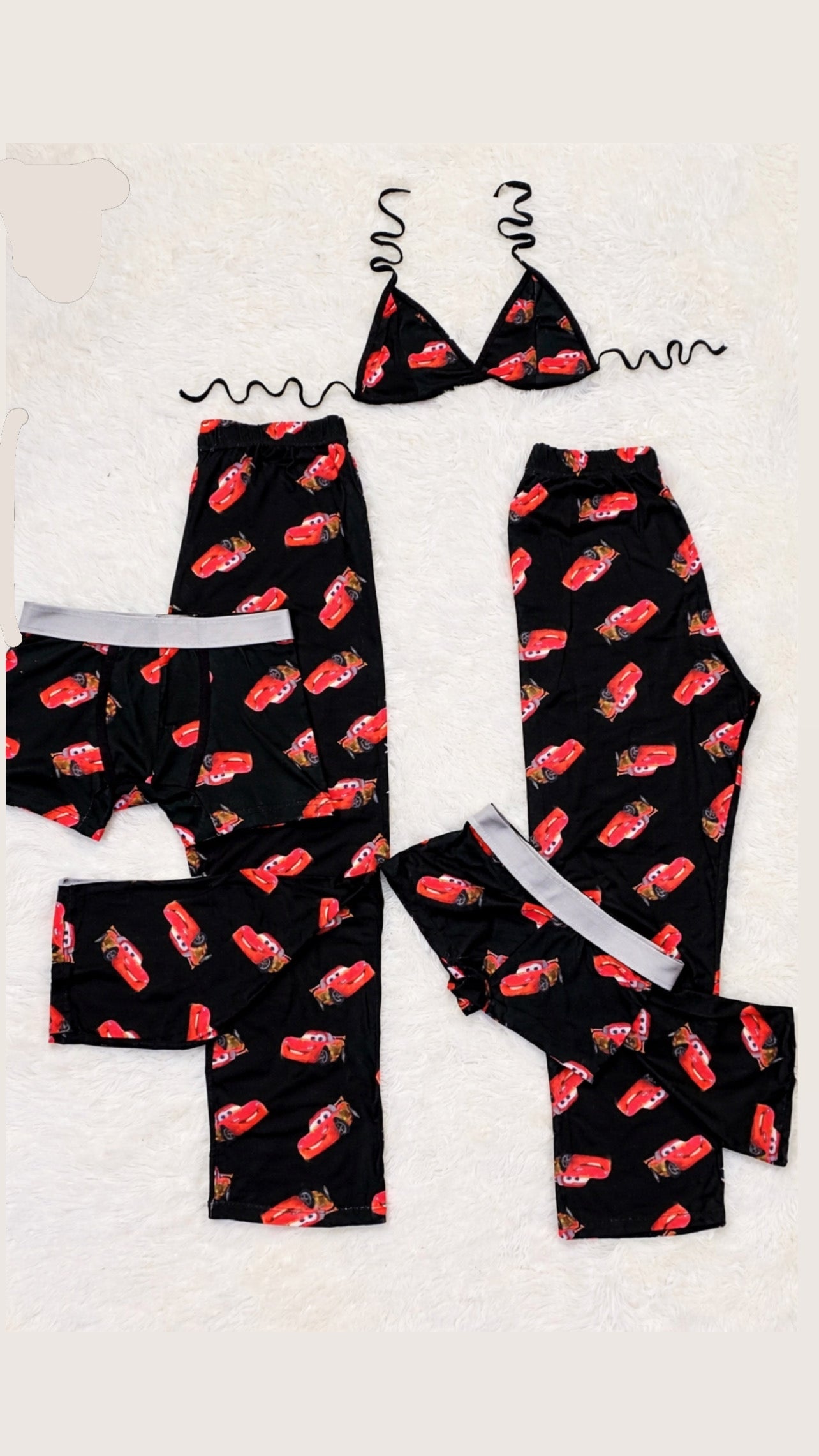 McQueen Negro Pijama 5 Piezas Pantalón Boxer Mujer Hombre Confort Duo Unitalla de 5 piezas
