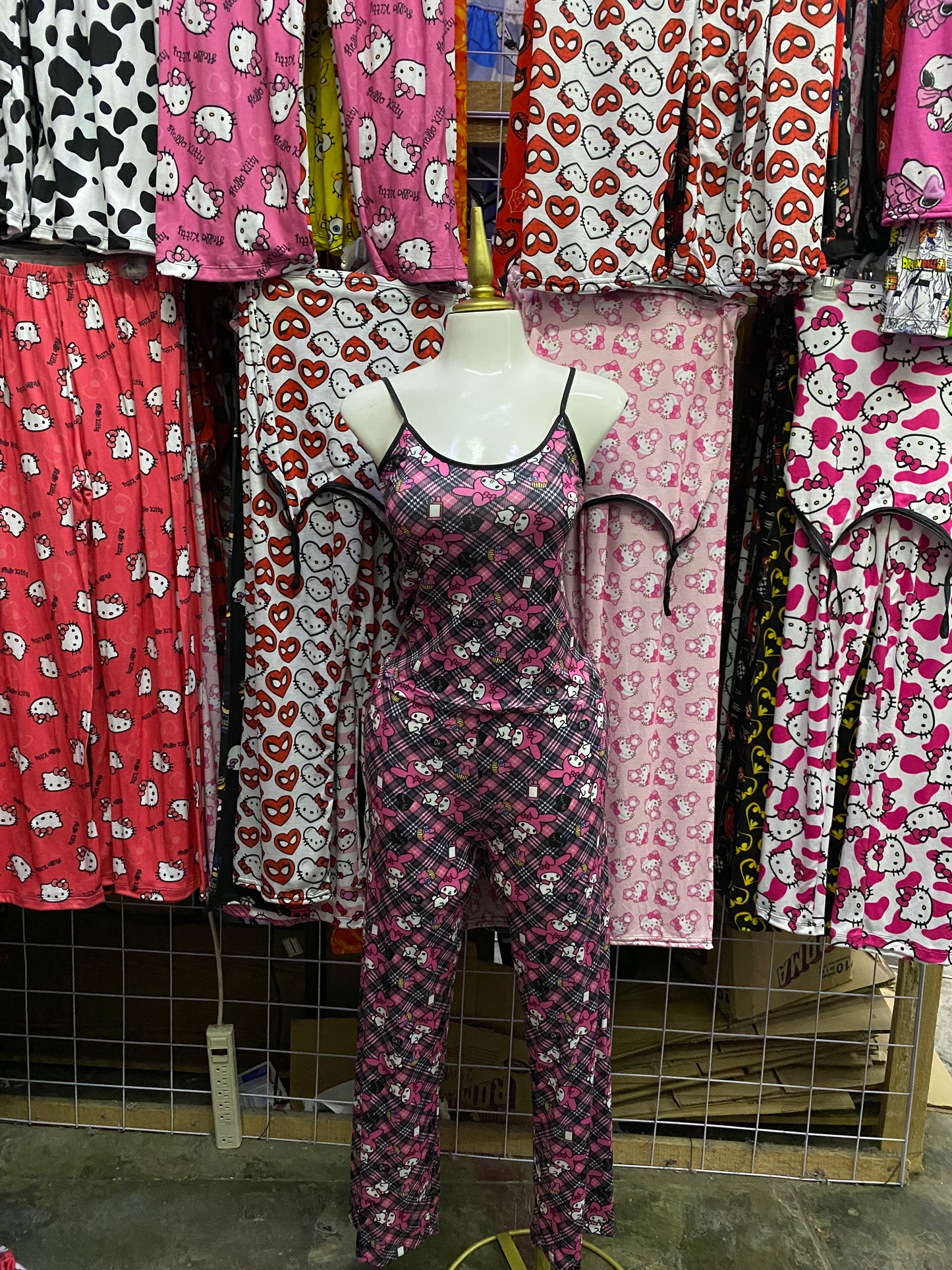 Mymelody fondo de cuadros Pijama de dama con blusa y pantalón individual de dama