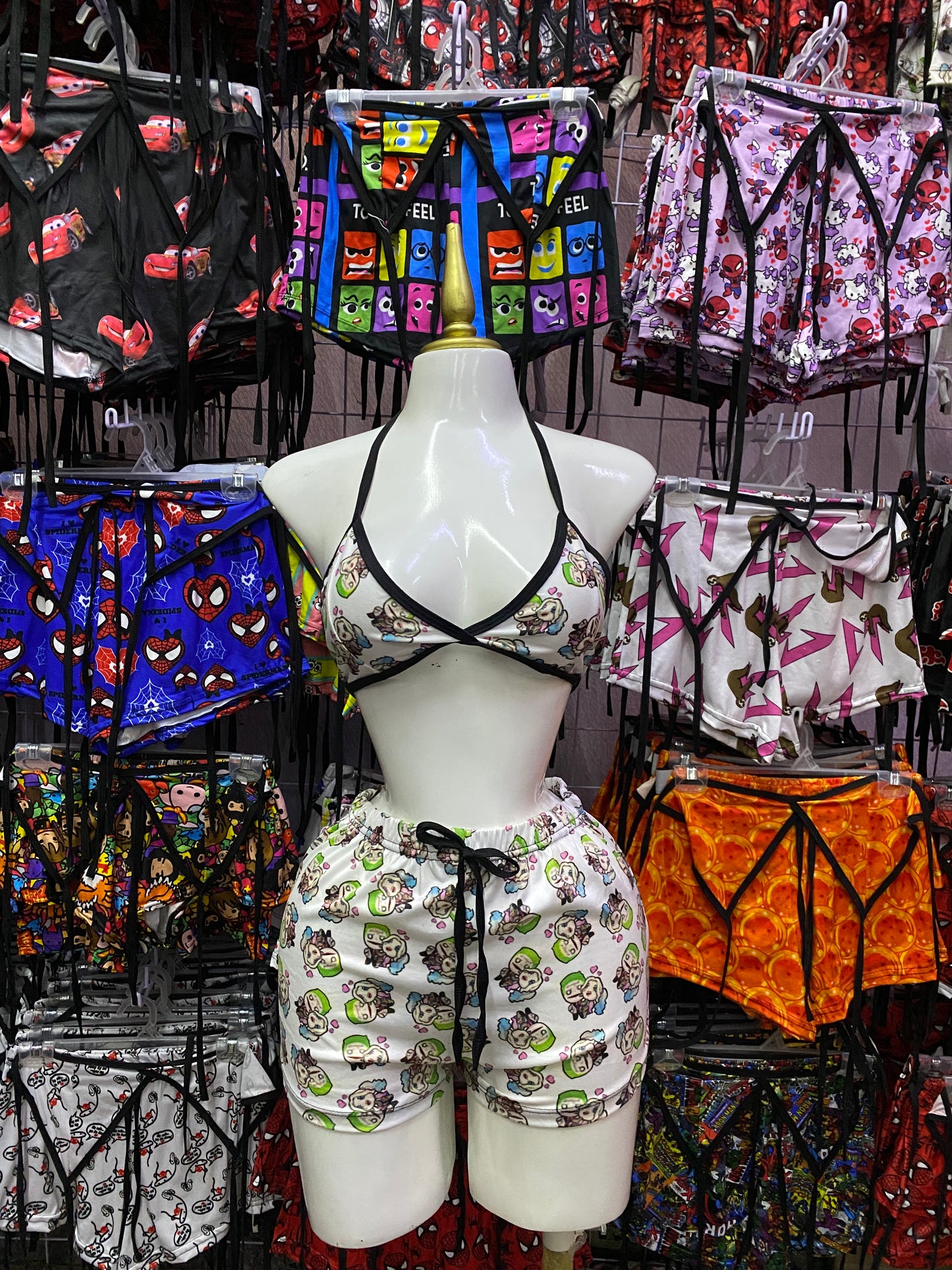 Joker y Harley quinn Pijama de dama short con top individual de dama