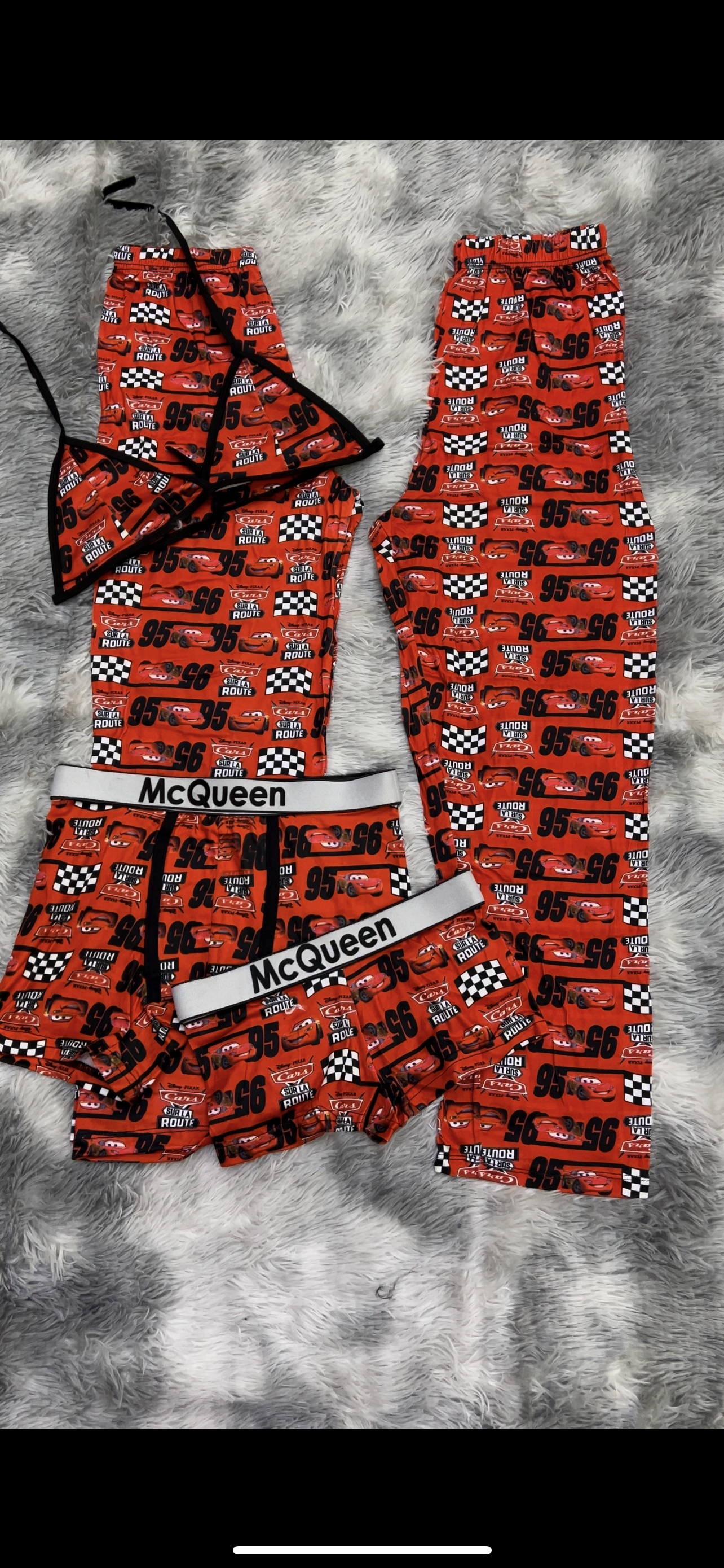McQueen Pijama Diseño Licra Algodón Colección Versión Diario Hogar Rojo Duo Unitalla de 5 piezas