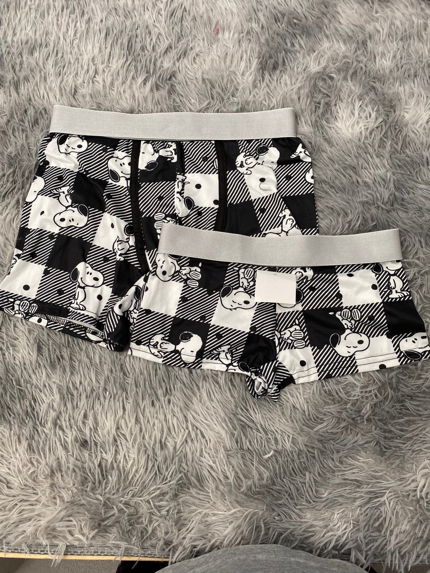 Snoopy cuadros negros rayados Duo Con Boxer XL
