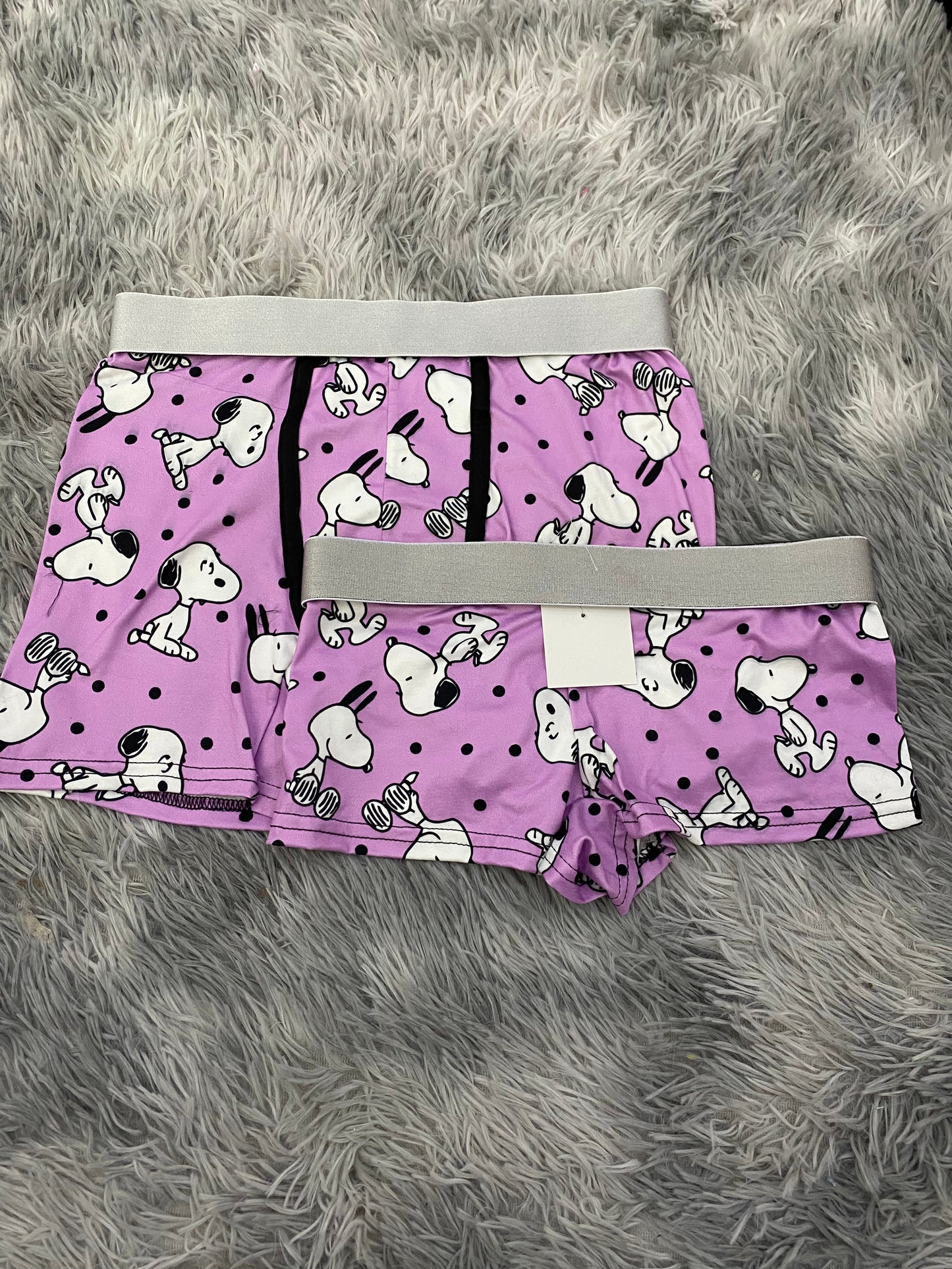 Snoopy morado fondo con puntos Duo Con Boxer XL