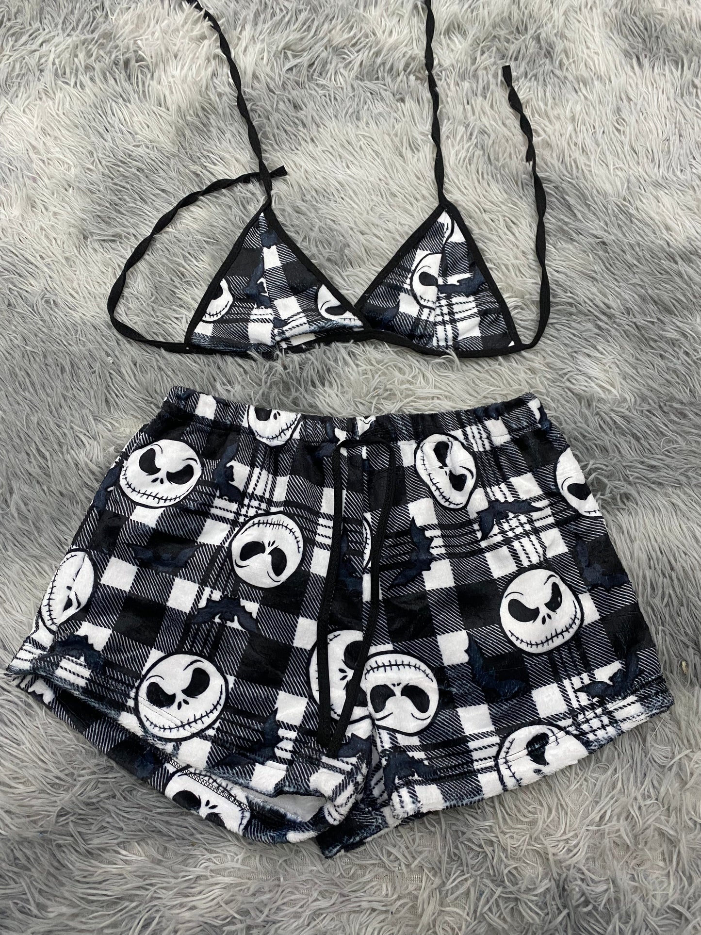 Jack cuadros rayados top con short unitalla de afelpado