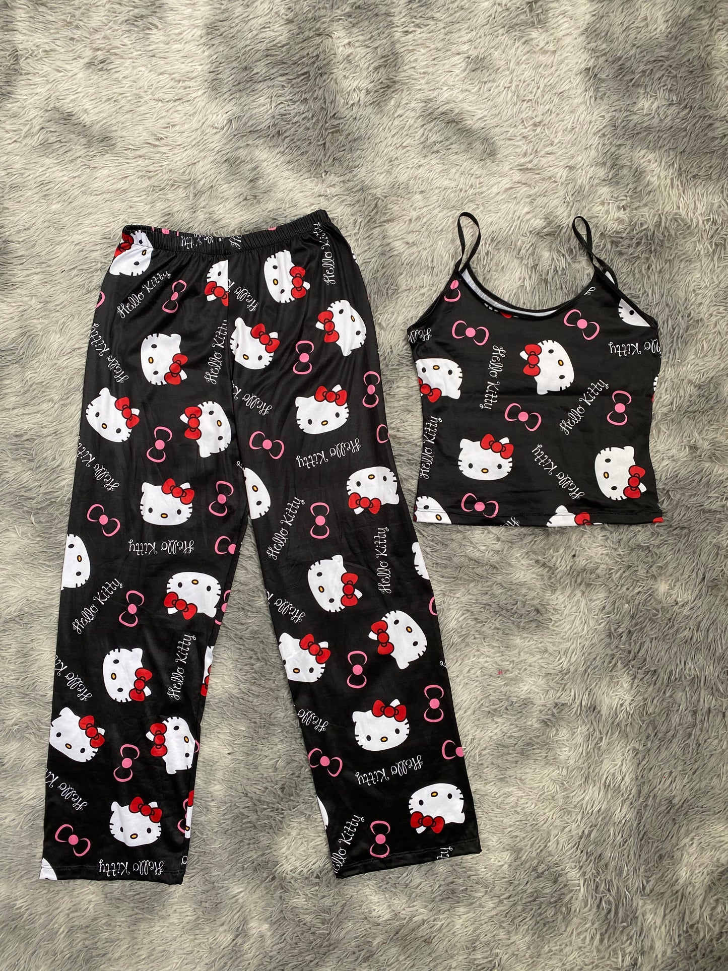 Hello kitty fondo negro Blusa Con Pantalón Pijama De Dama