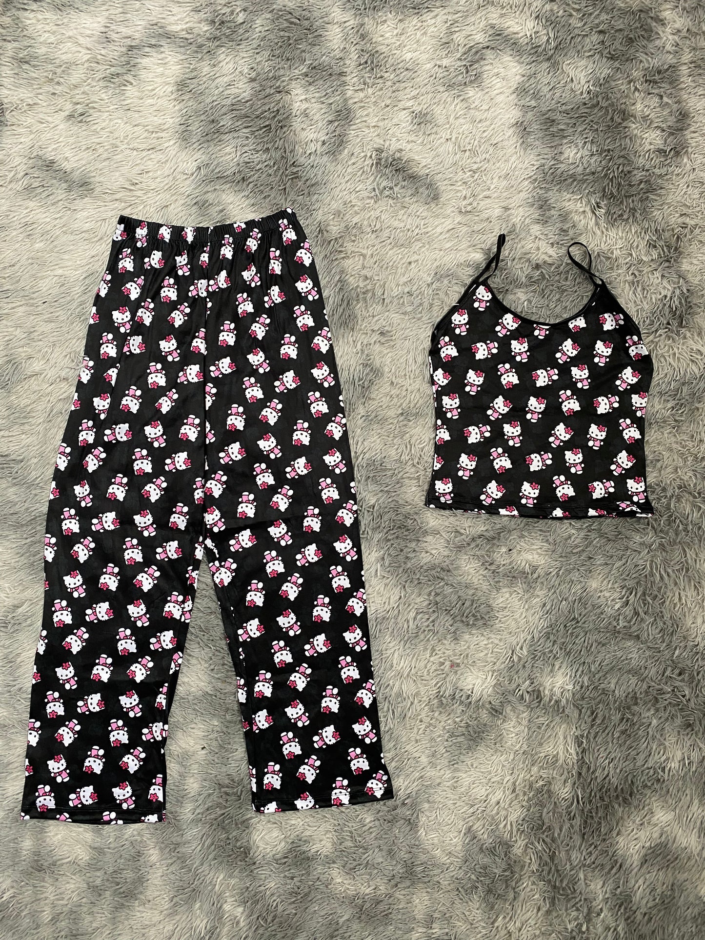 Hello kitty fondo negro Blusa Con Pantalón Pijama De Dama