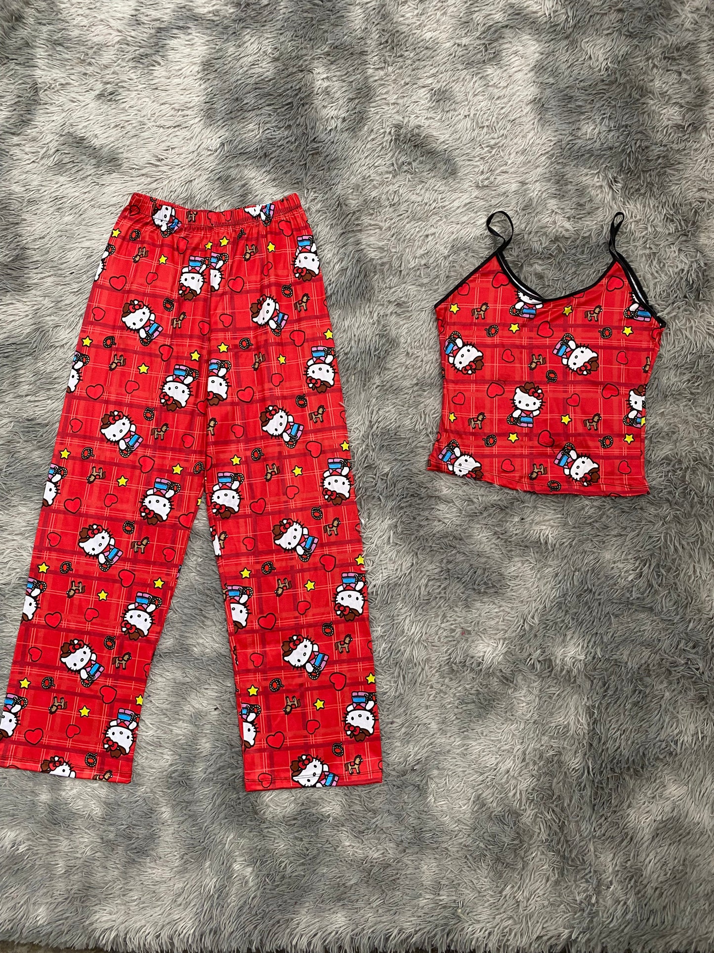 Hello kitty vaquera Blusa Con Pantalón Pijama De Dama