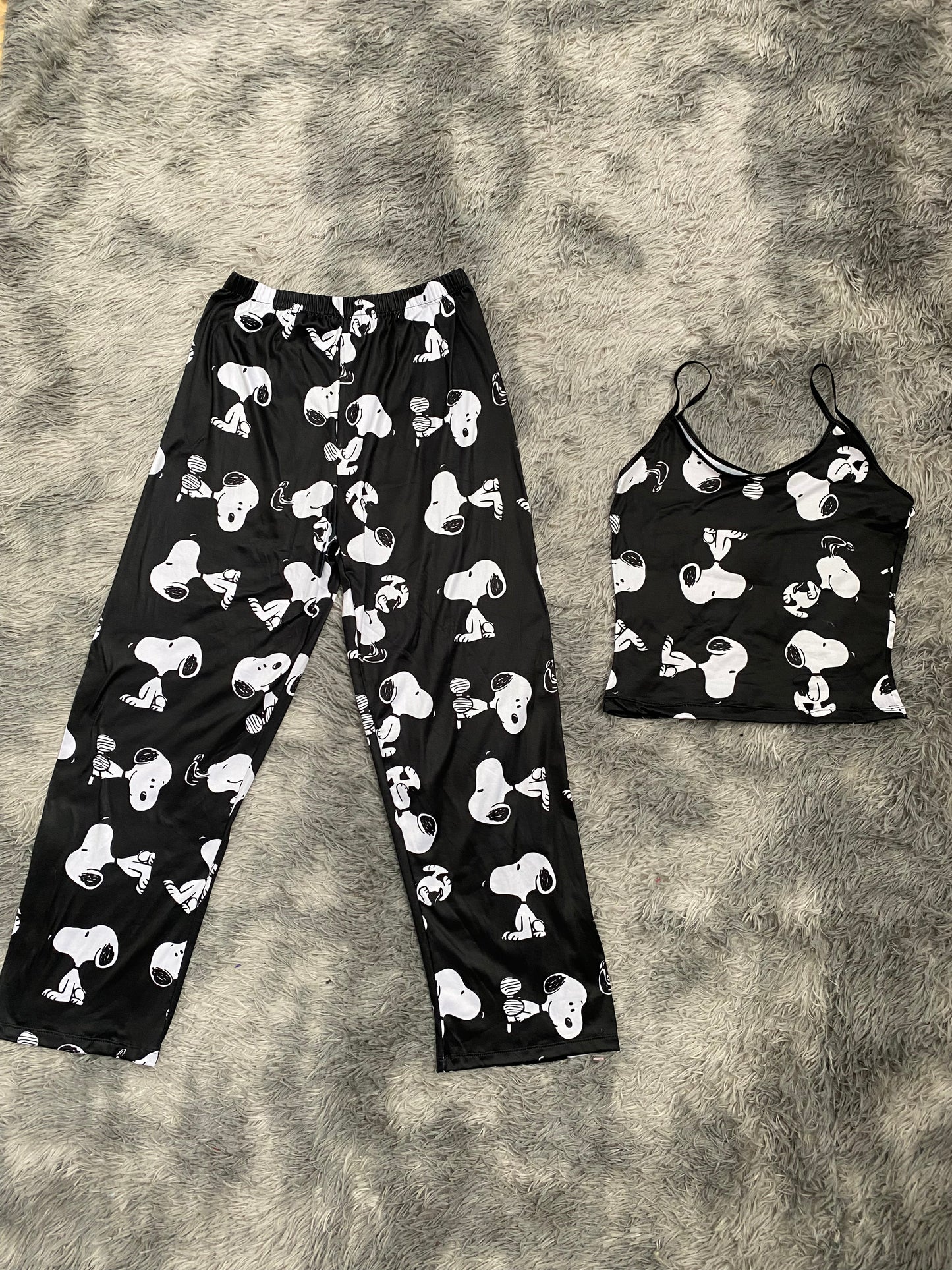 Snoopy fondo negro Blusa Con Pantalón Pijama De Dama