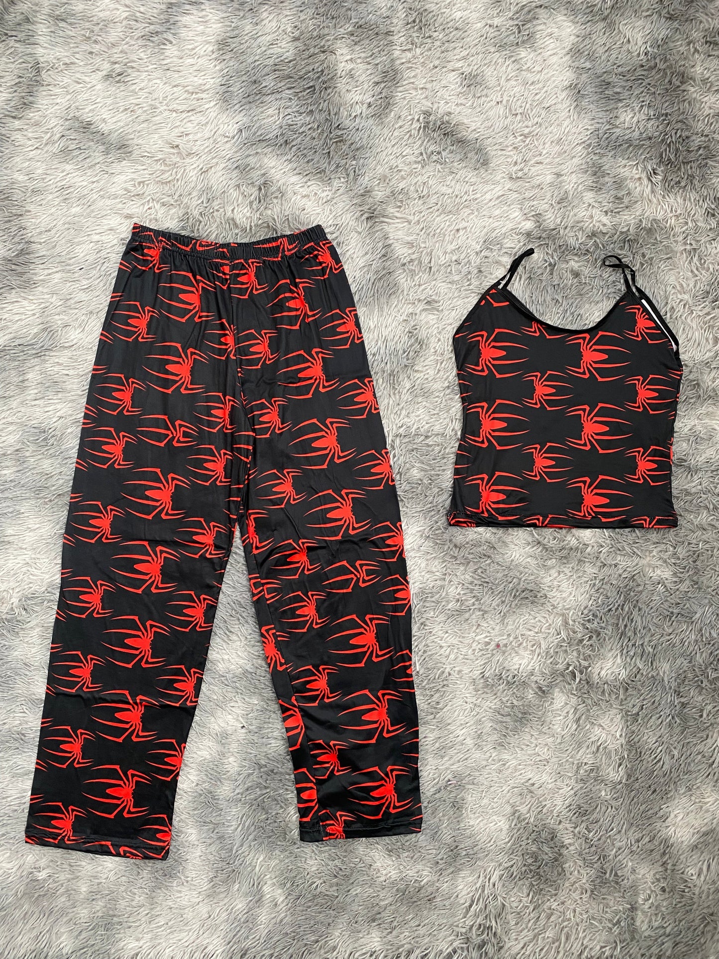 Arañas rojas fondo negro Blusa Con Pantalón Pijama De Dama