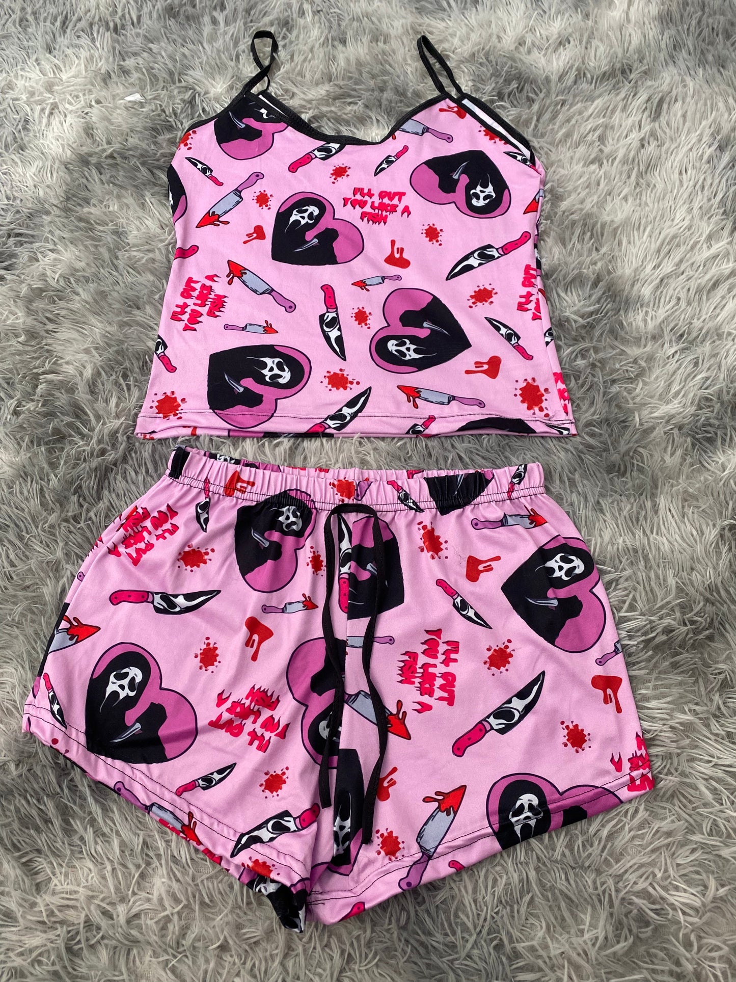 Scream corazón fondo rosa Blusa Con Short