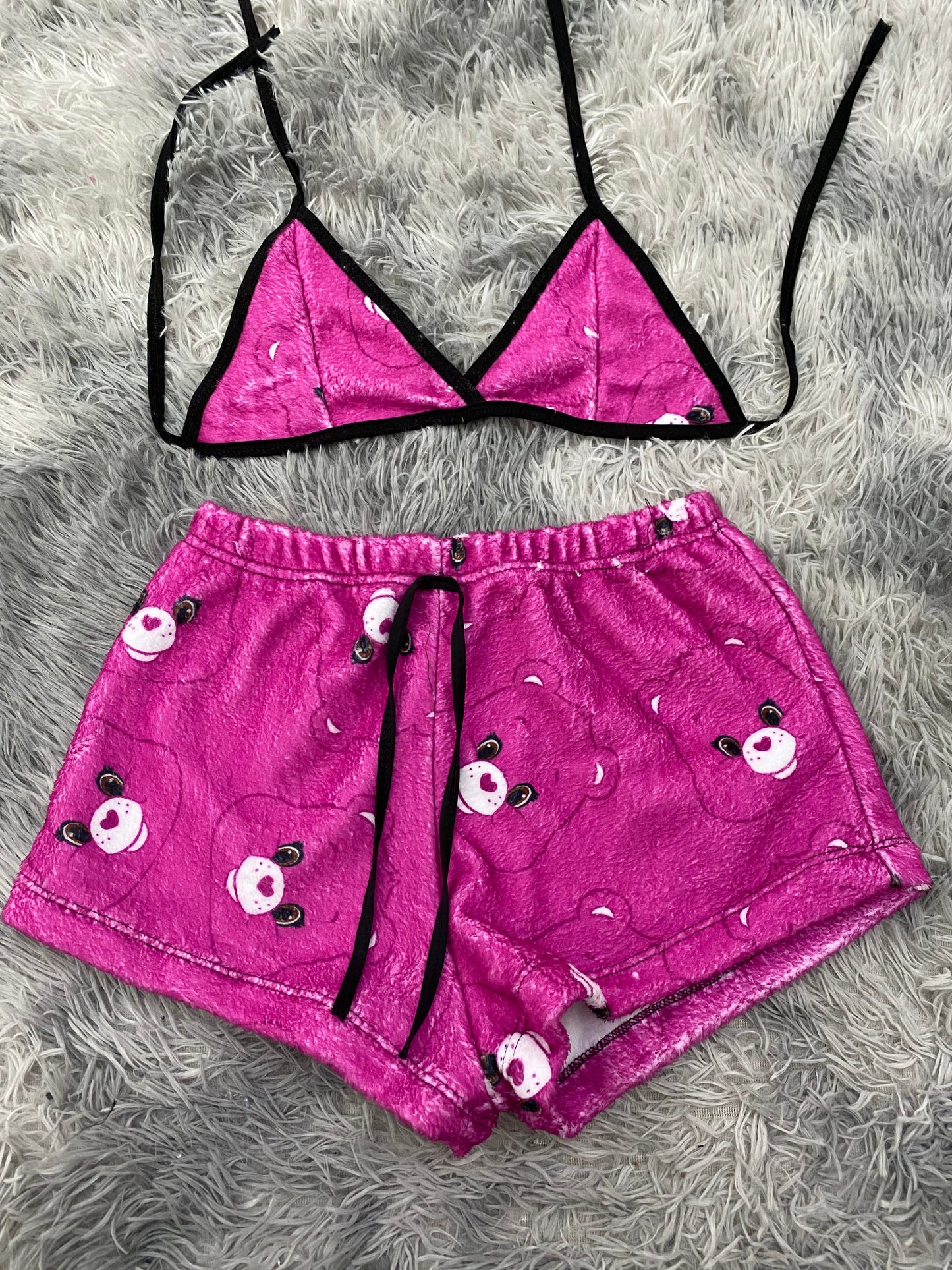 Osito cariñosito rosa Top Con Short Unitalla De afelpado