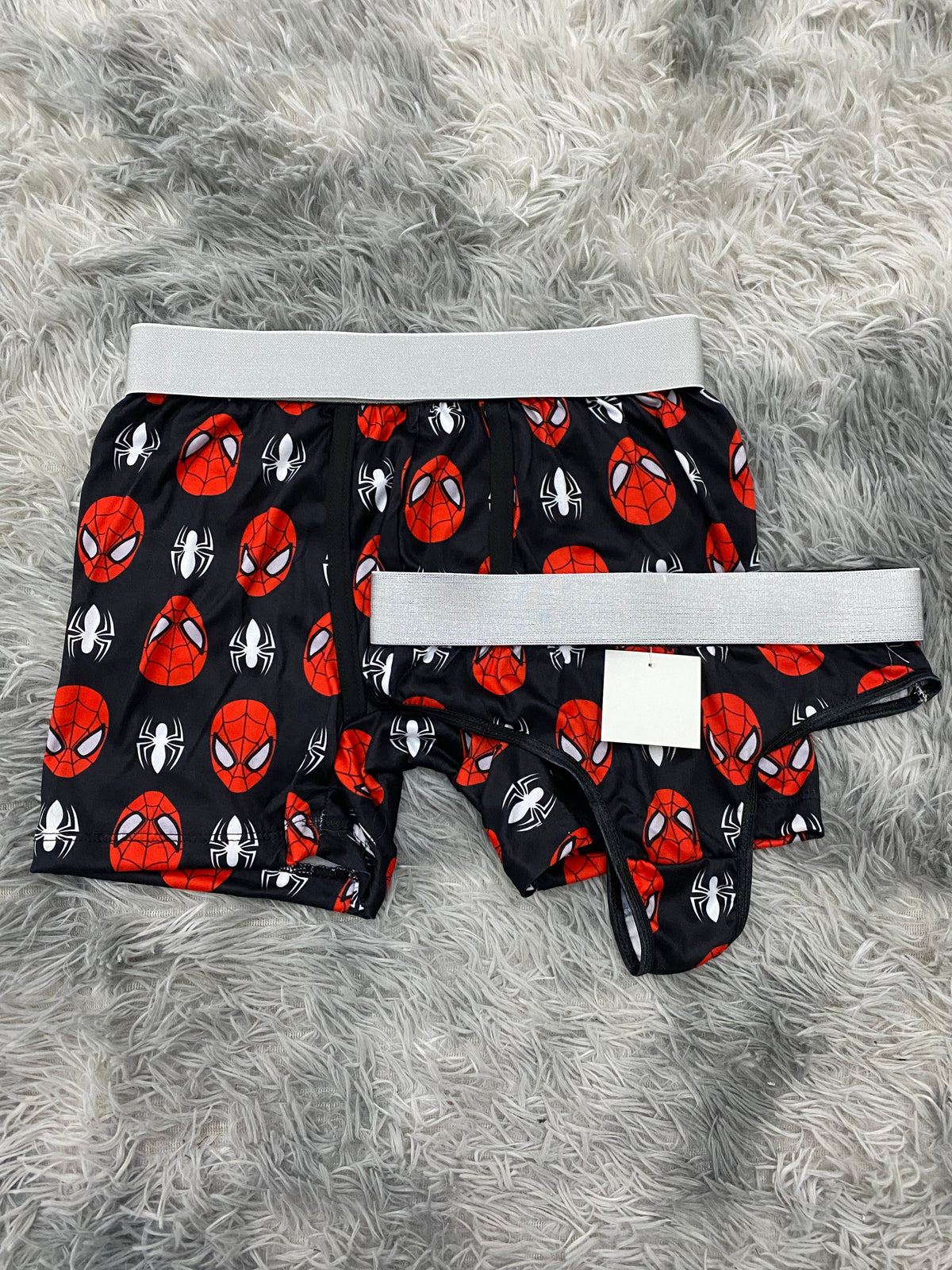 Spiderman y arañas blancas Duo Unitalla Con Tanga Xl