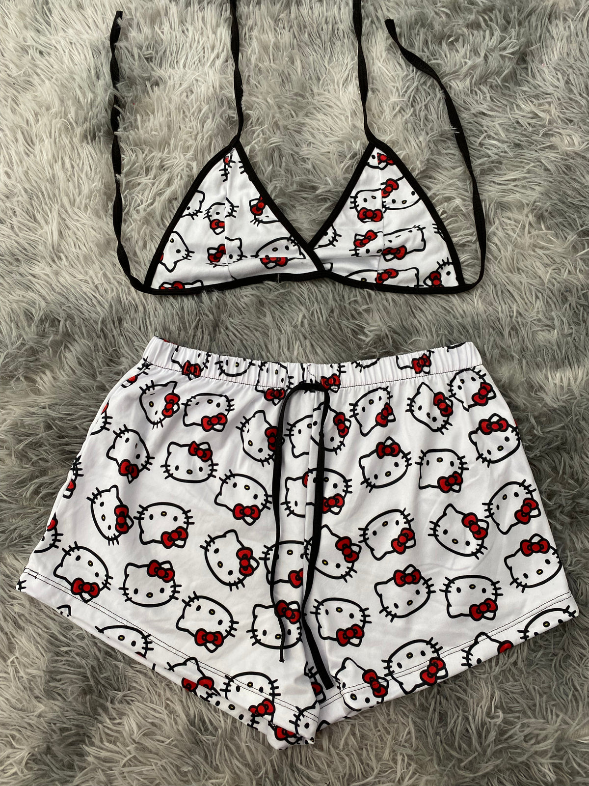 Kitty caras fondo blanco Top Con Short Unitalla De Brush