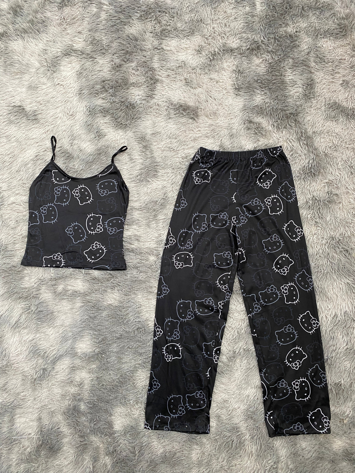 Hello kitty contornos blanco y gris Blusa Con Pantalón Pijama De Dama