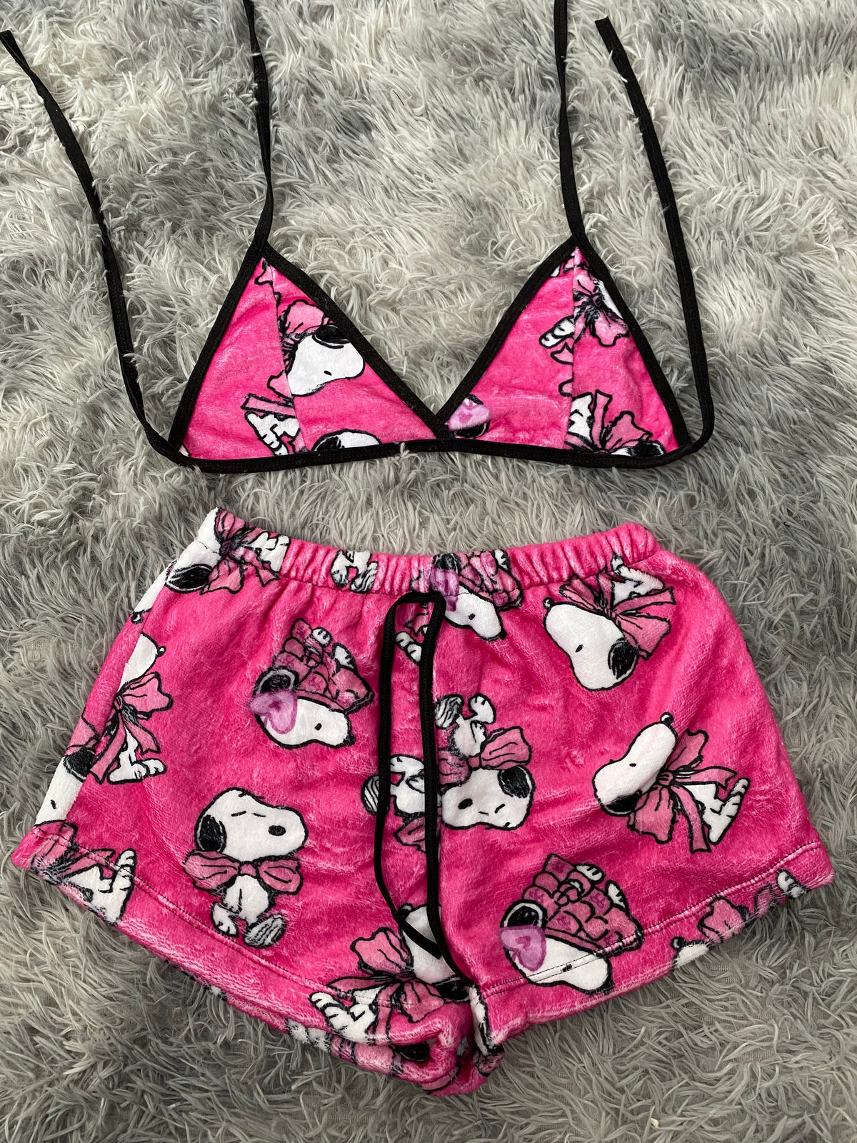 Snoopy Rosa top con short unitalla de afelpado