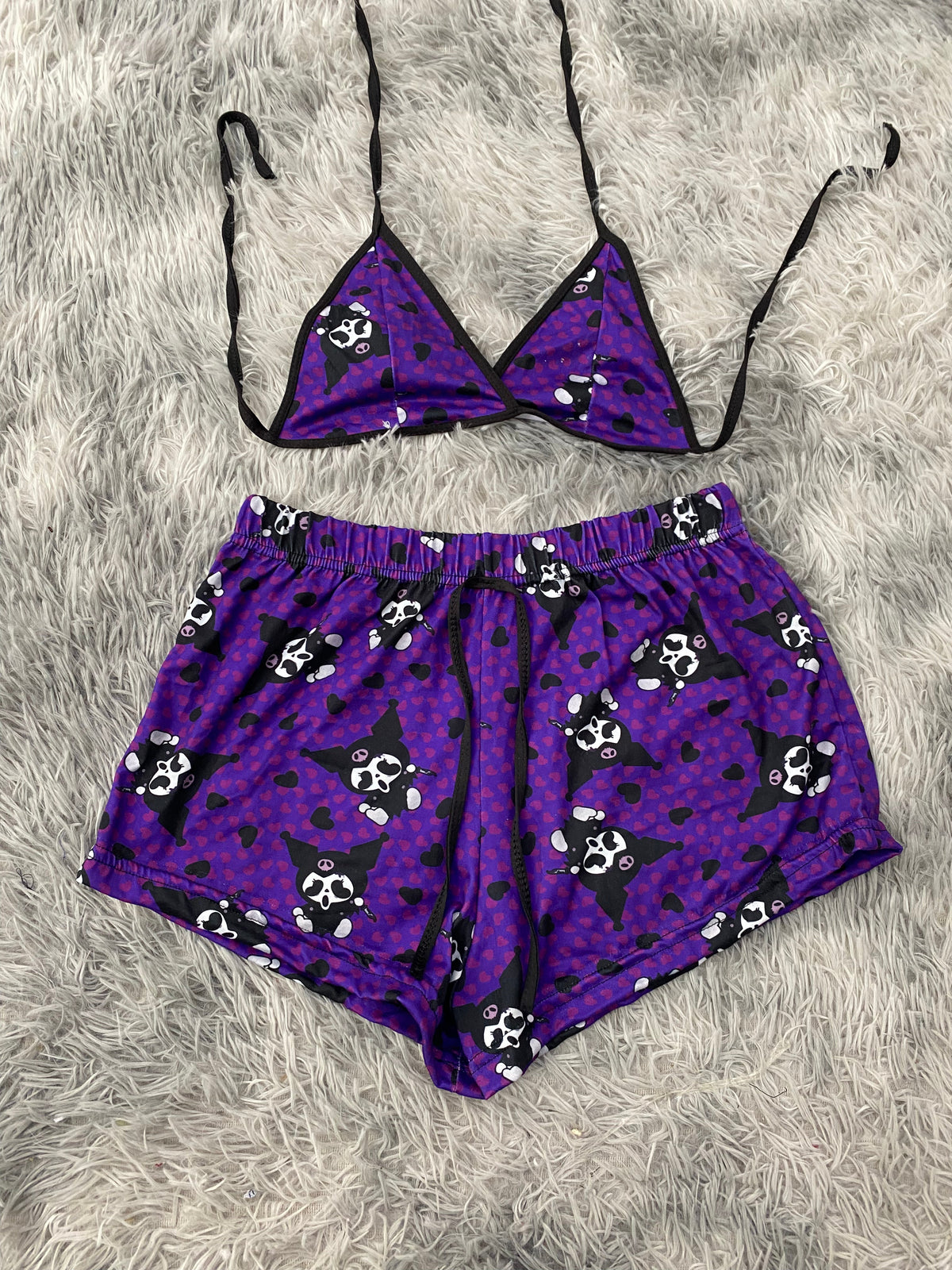 Kuromi scream fondo morado Top Con Short Unitalla De Brush